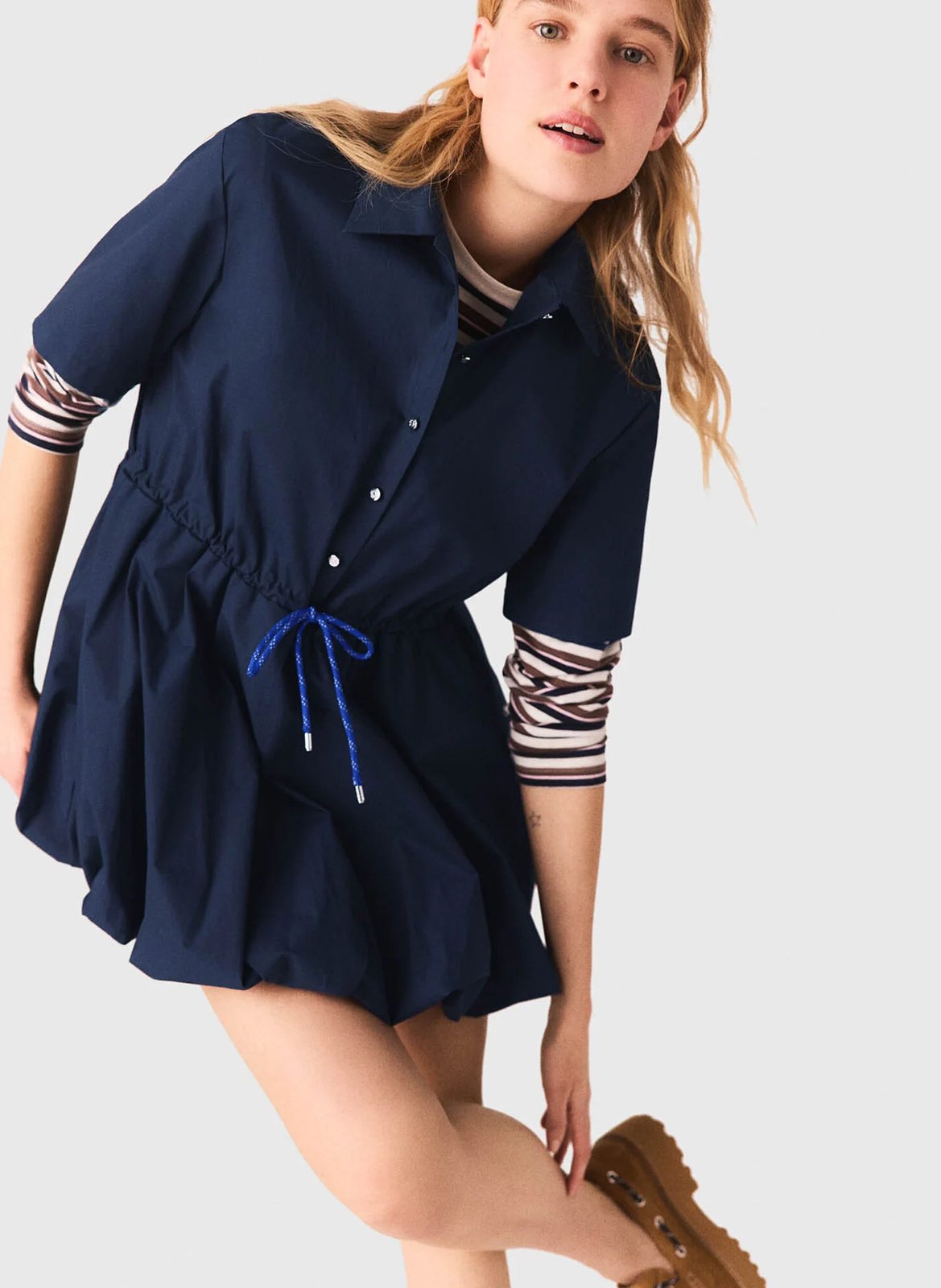 Robe courte à cordons unie MAJE Bleu