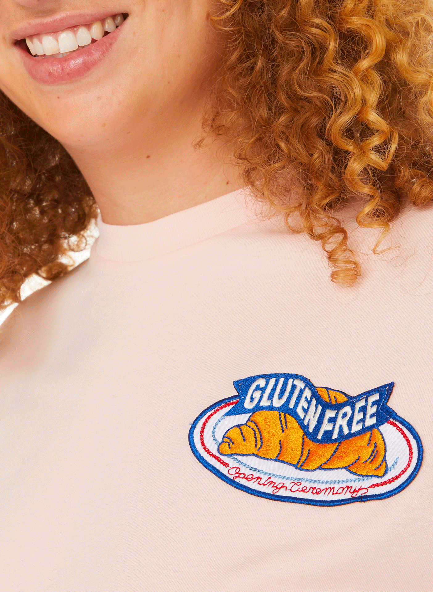 T-shirt court avec écusson OPENING CEREMONY Rose