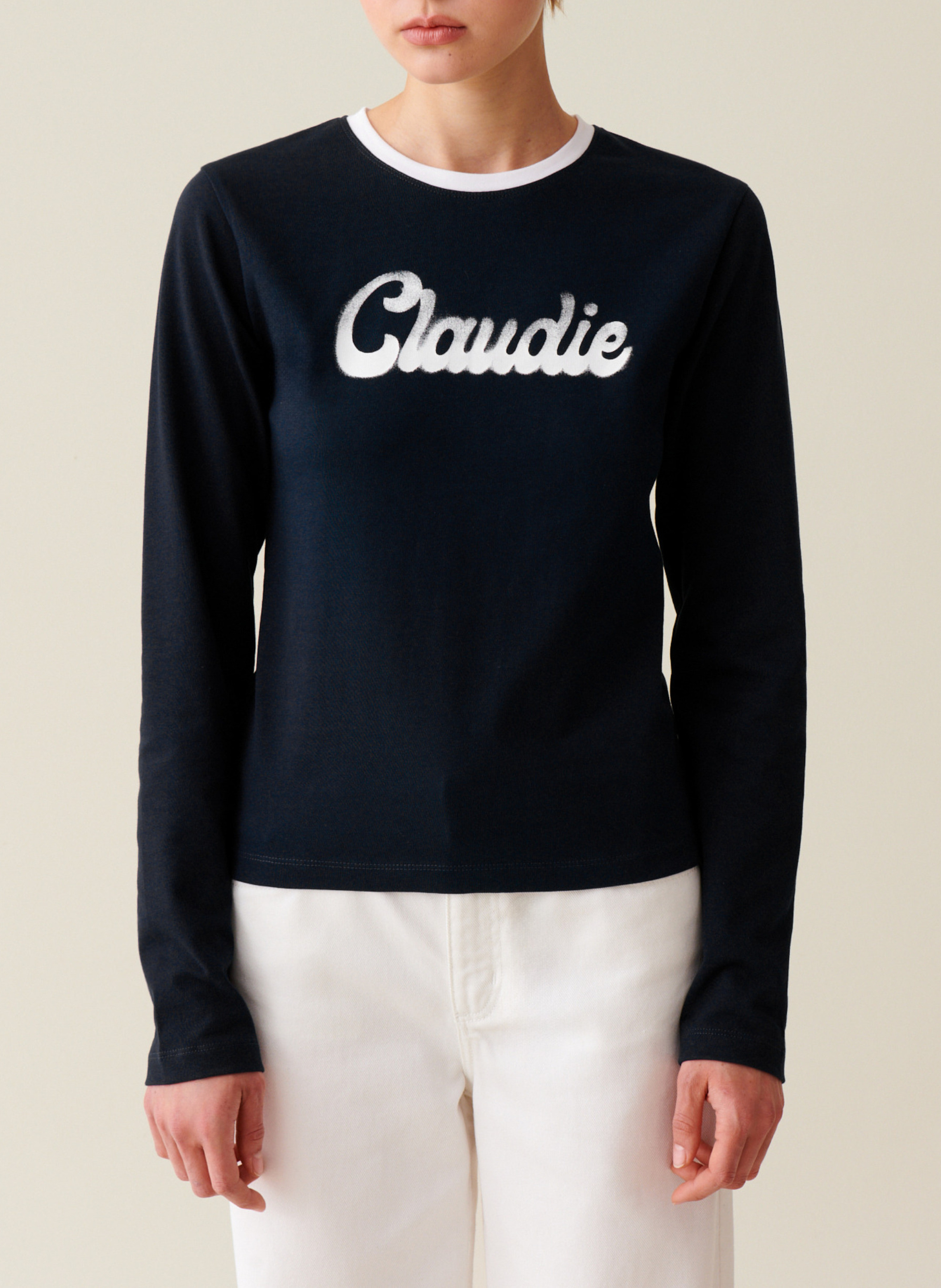 Tee-shirt manches longues en coton CLAUDIE PIERLOT Bleu