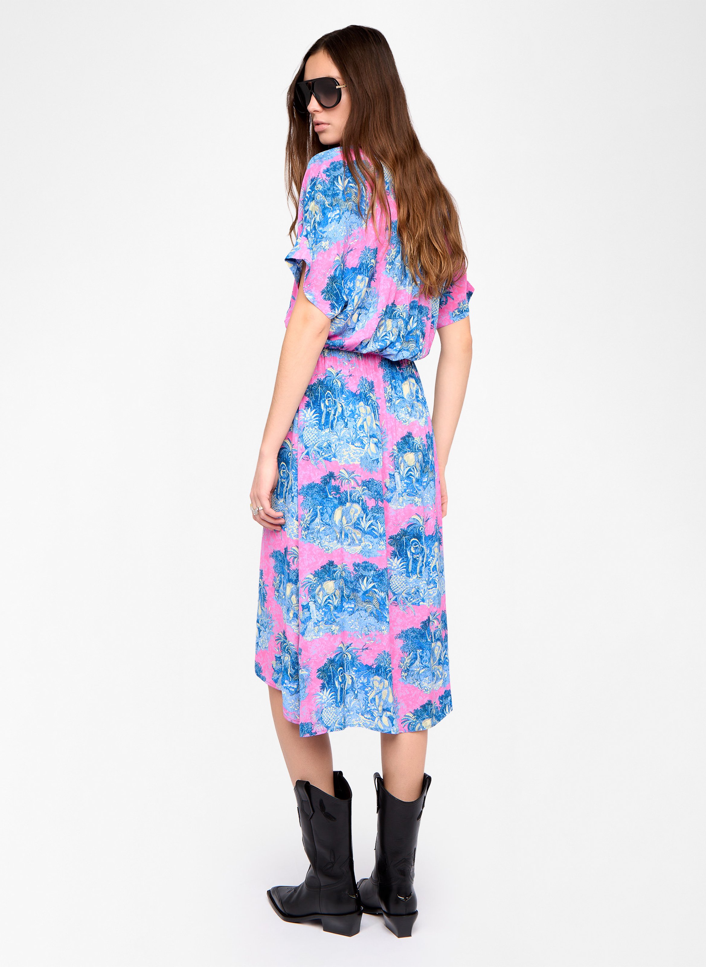 Robe midi manches courtes imprimée riaz ZADIG&VOLTAIRE Rose