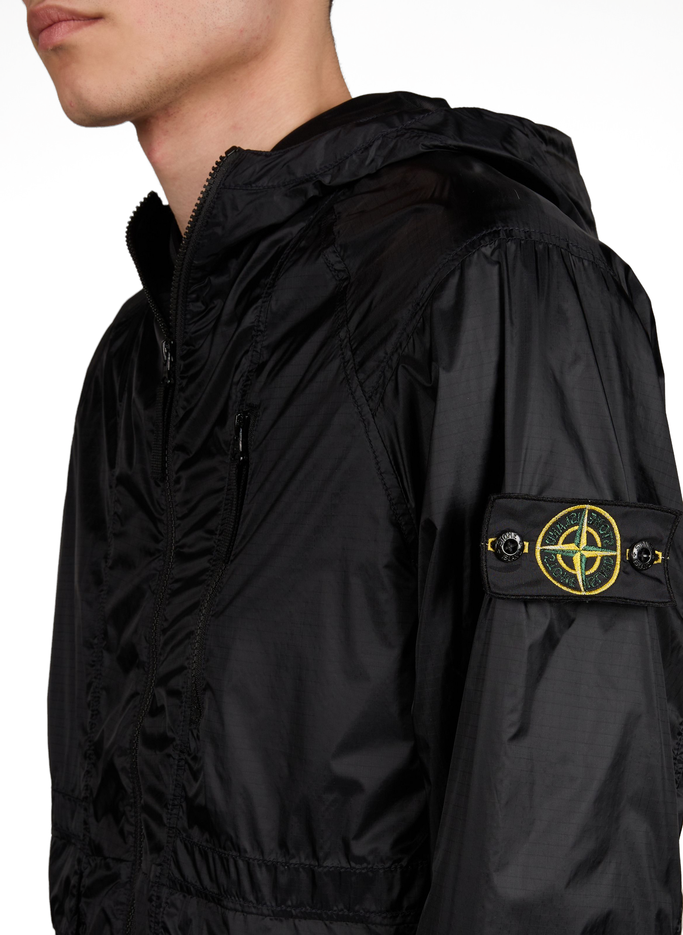 Hooded waterproof jacket STONE ISLAND Blue