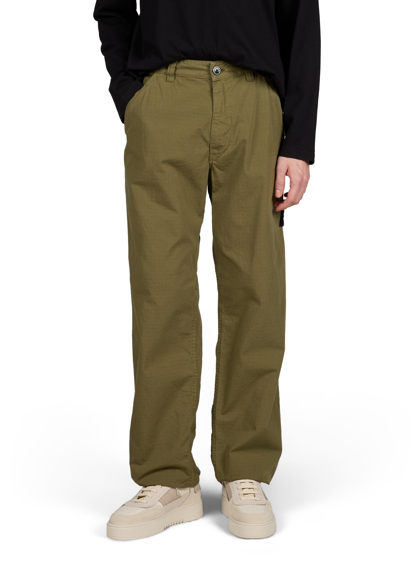 Pantalon en coton STONE ISLAND Kaki