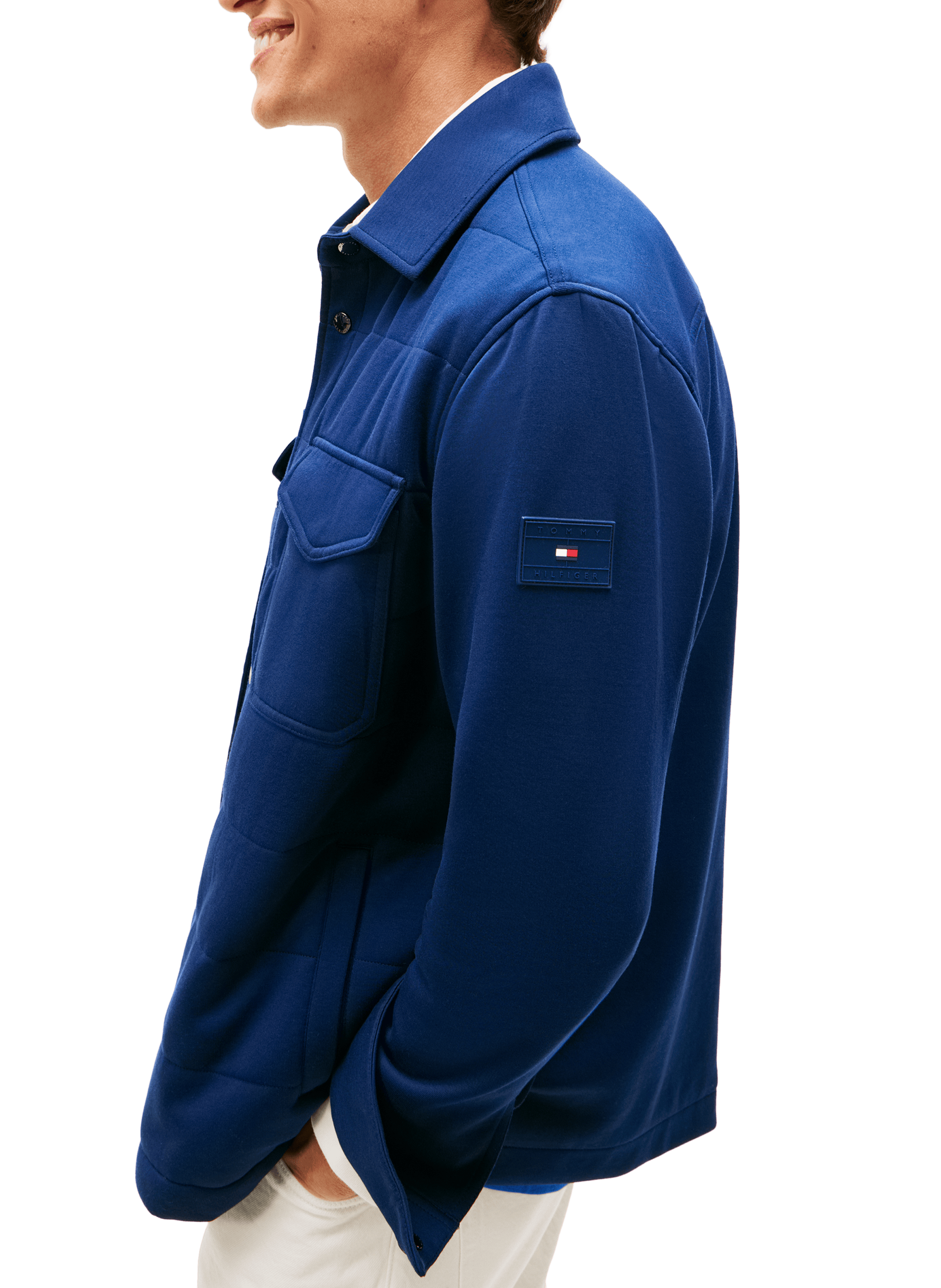 Straight cotton-blend overshirt TOMMY HILFIGER Blue