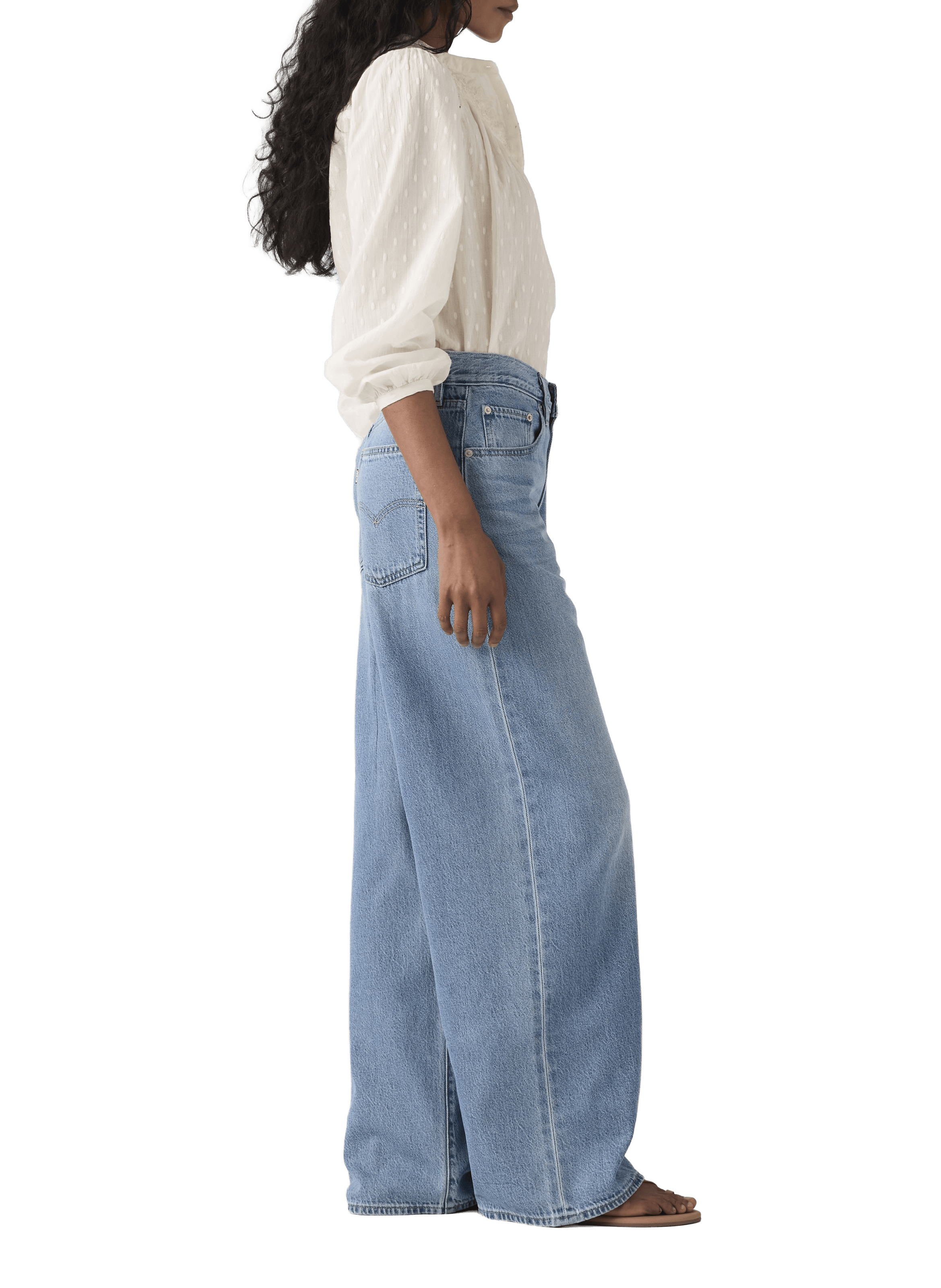 Jean large taille mi-haute en coton mélangé LEVI'S Bleu