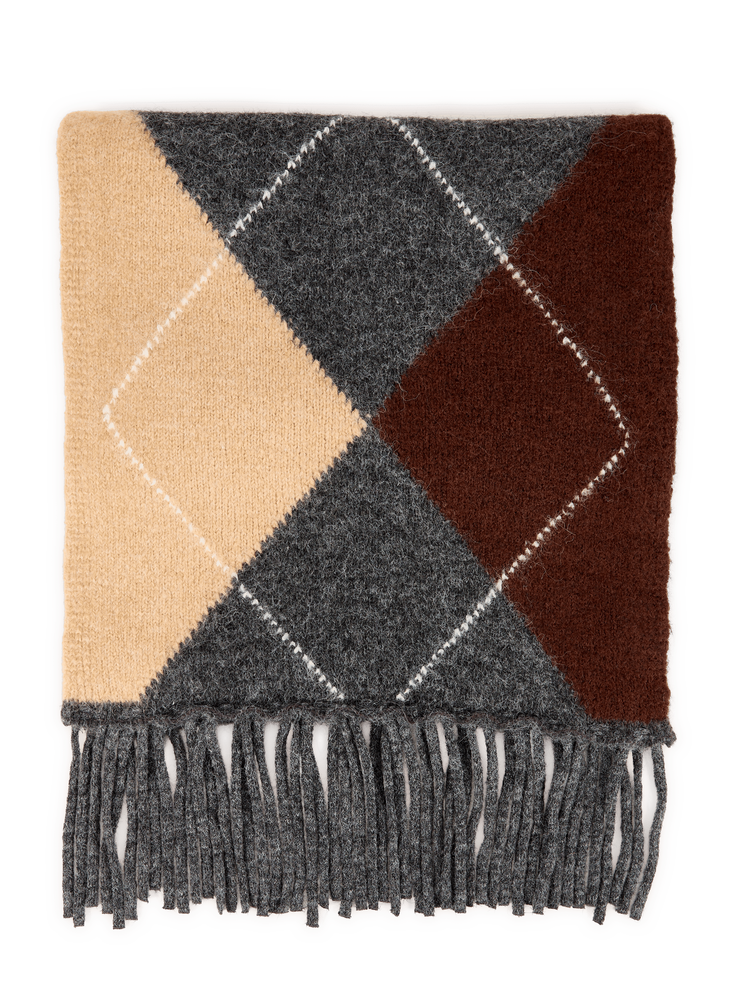 Echarpe imprimée à franges OBJECT Gris