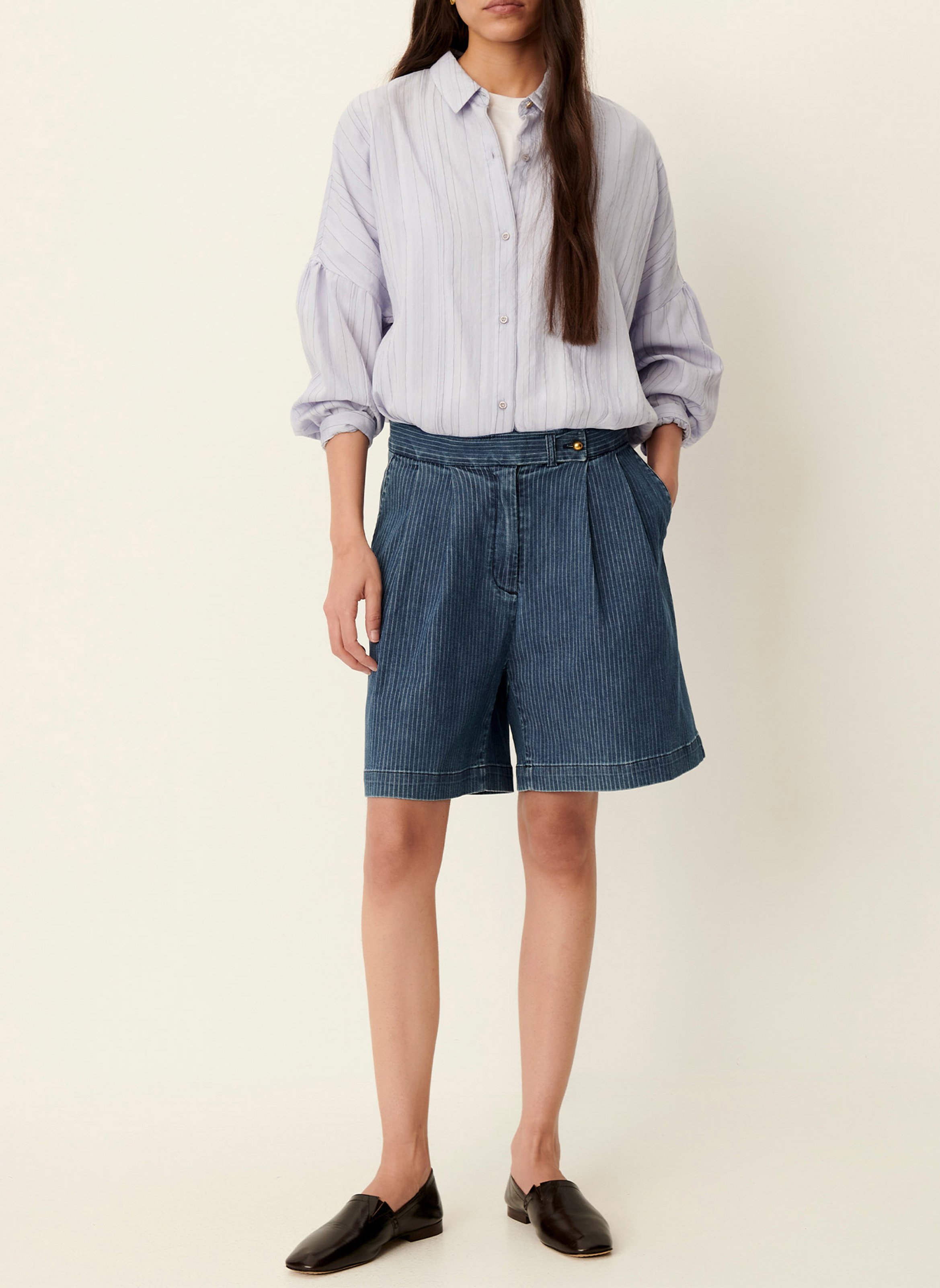 Chemise oversize rayée botan SESSUN Bleu