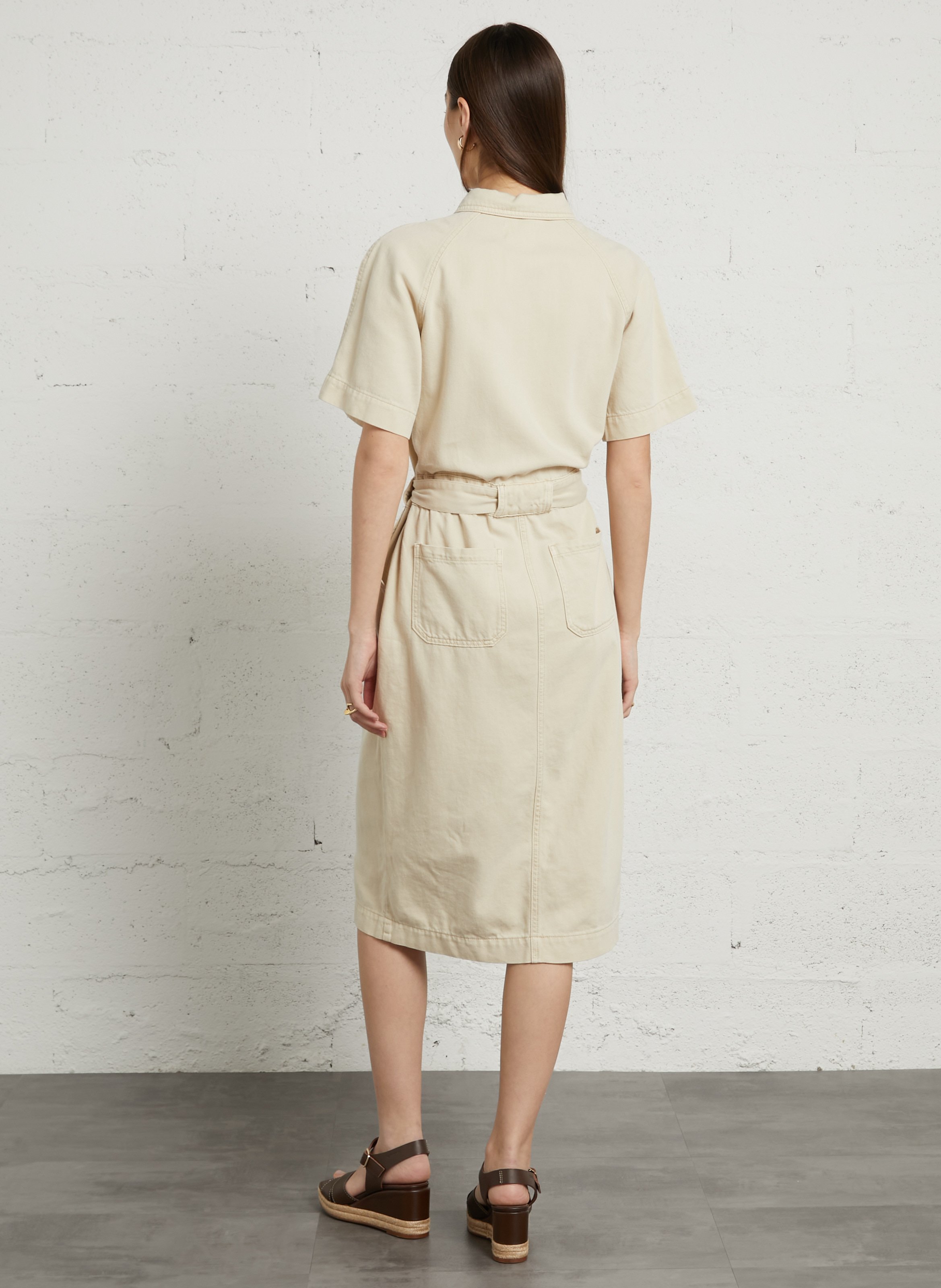 Robe midi en denim col classique betanie MAISON 123 Blanc