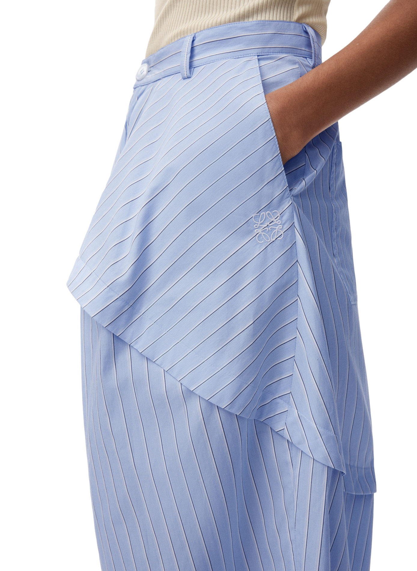 Pantalon en popeline de coton rayée LOEWE Bleu