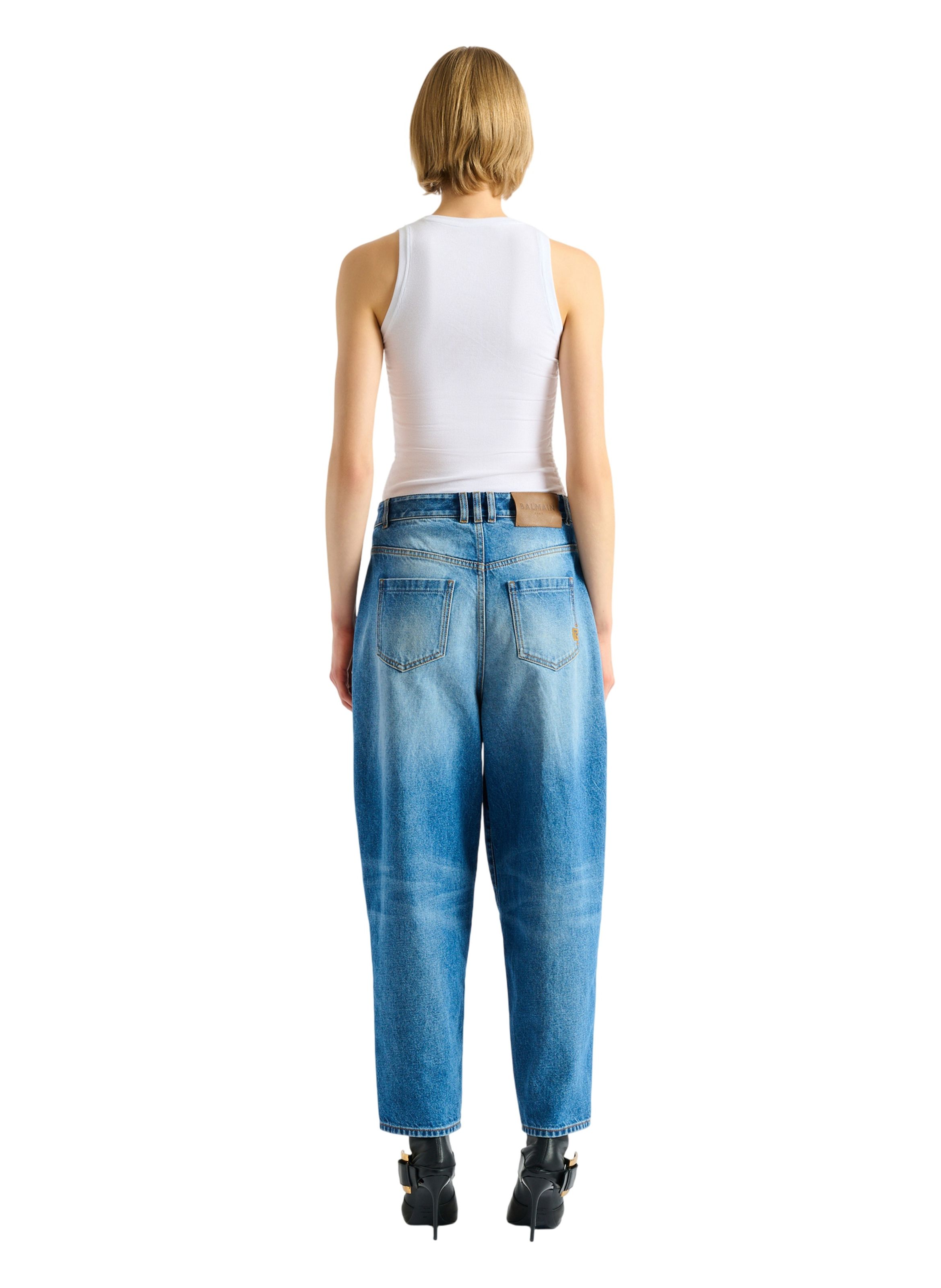 Jean barrel en denim BALMAIN Bleu