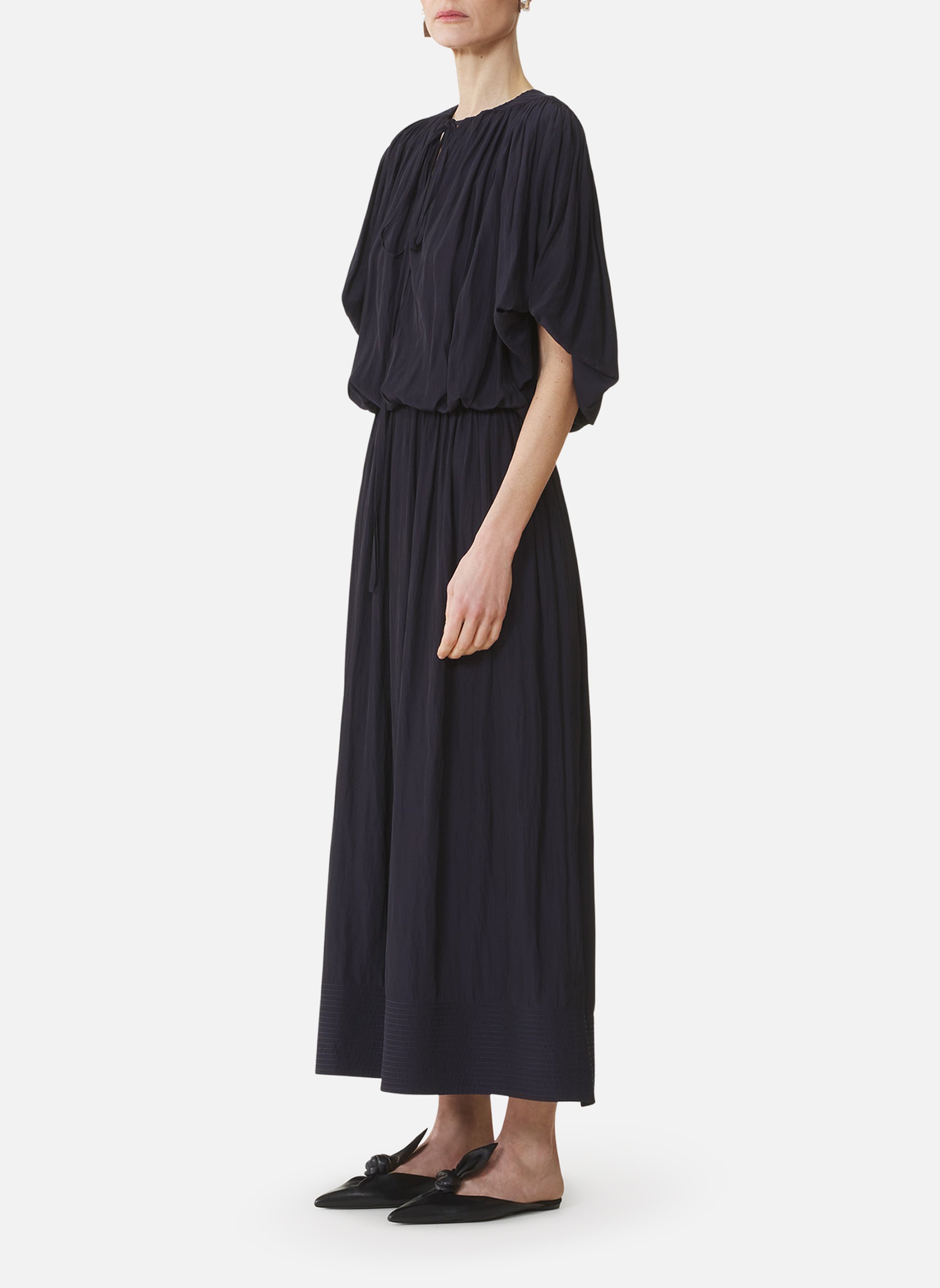 Robe midi en charmeuse LANVIN Bleu