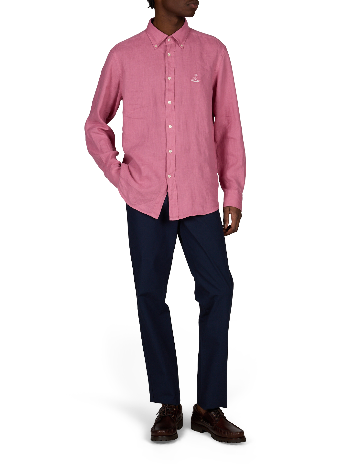 Shirt with American collar in linen FACONNABLE Red