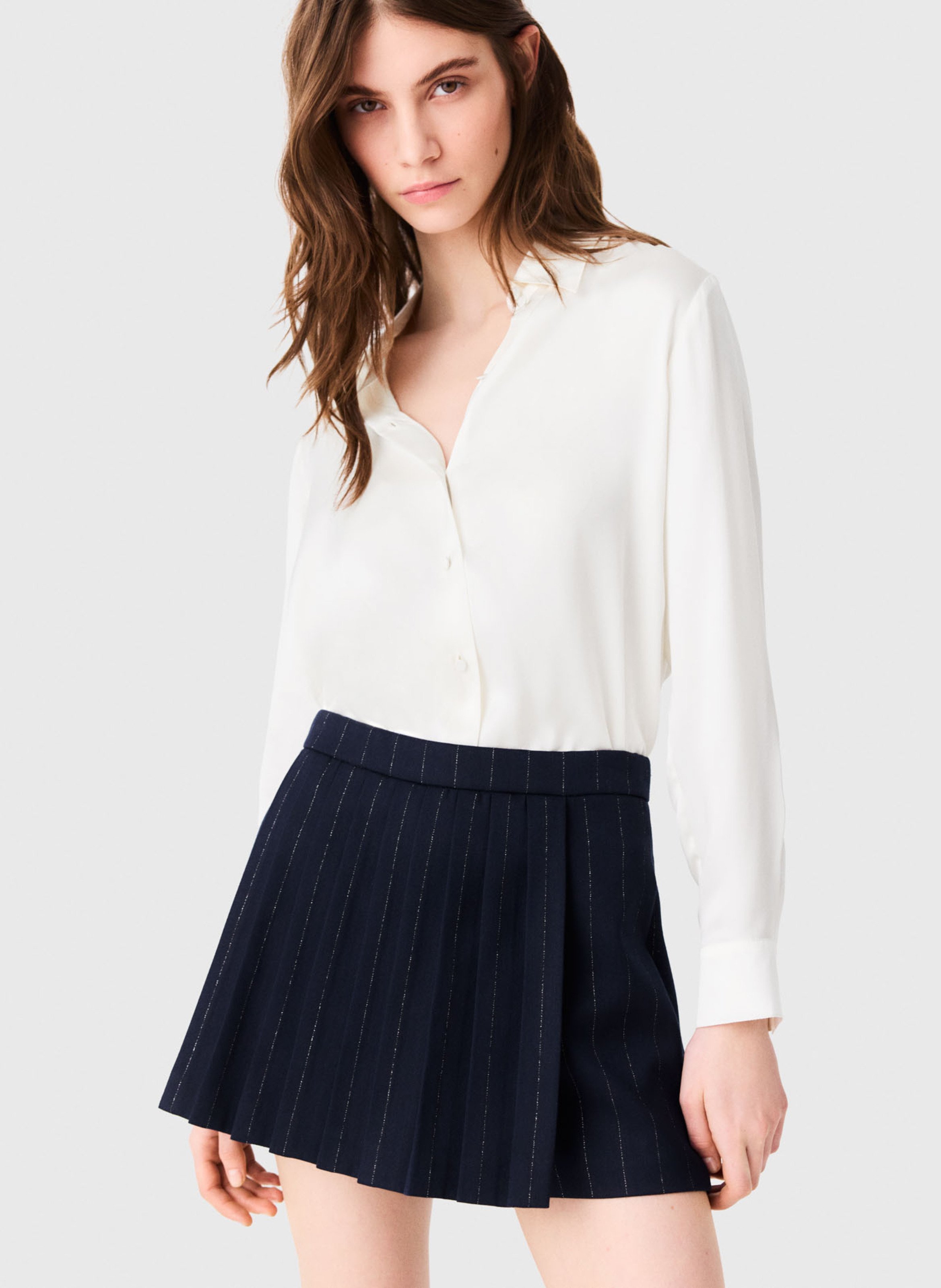 Chemise col classique en soie MAJE Blanc