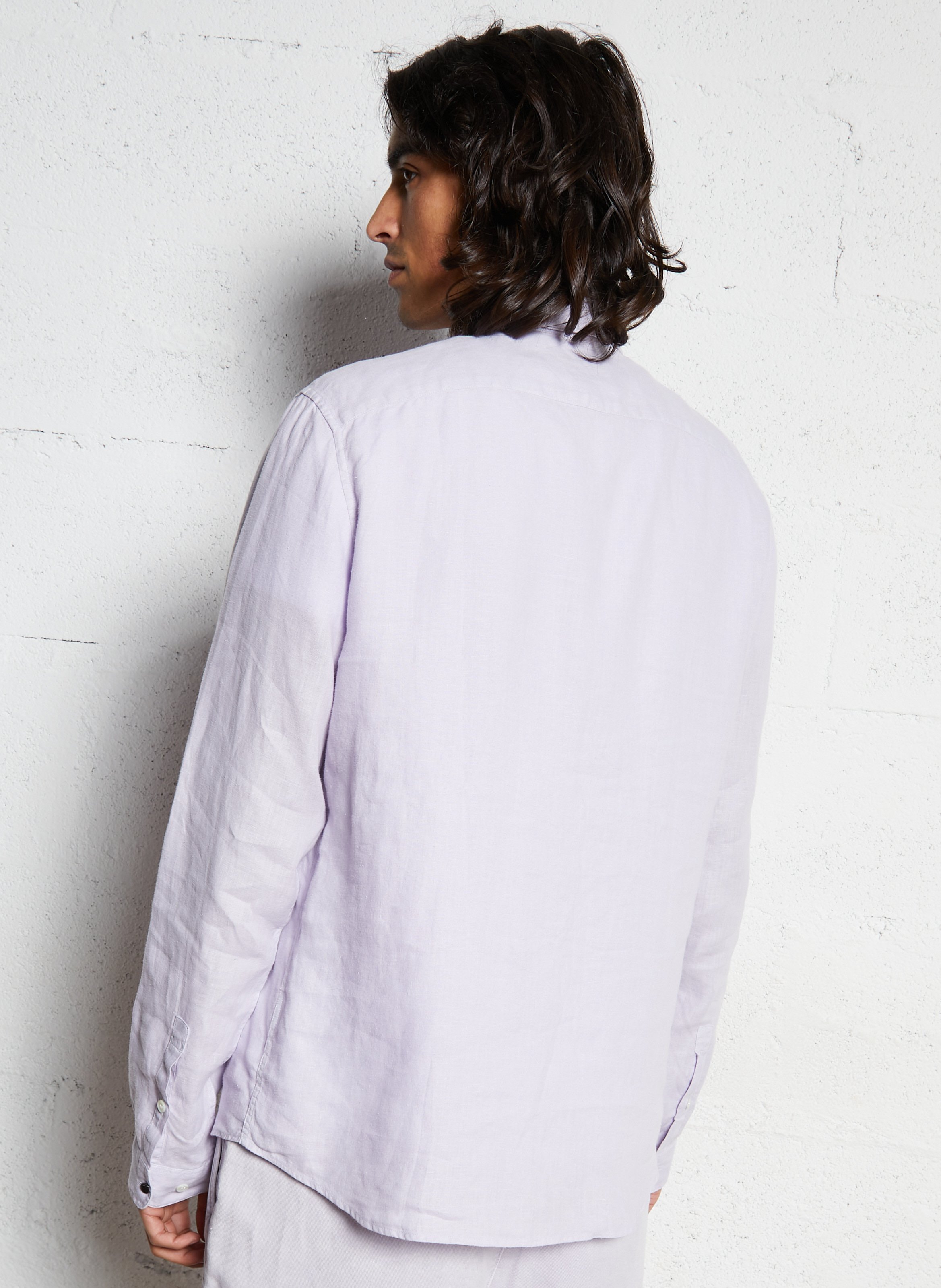 Chemise slim-fit col parisien en lin IKKS Violet