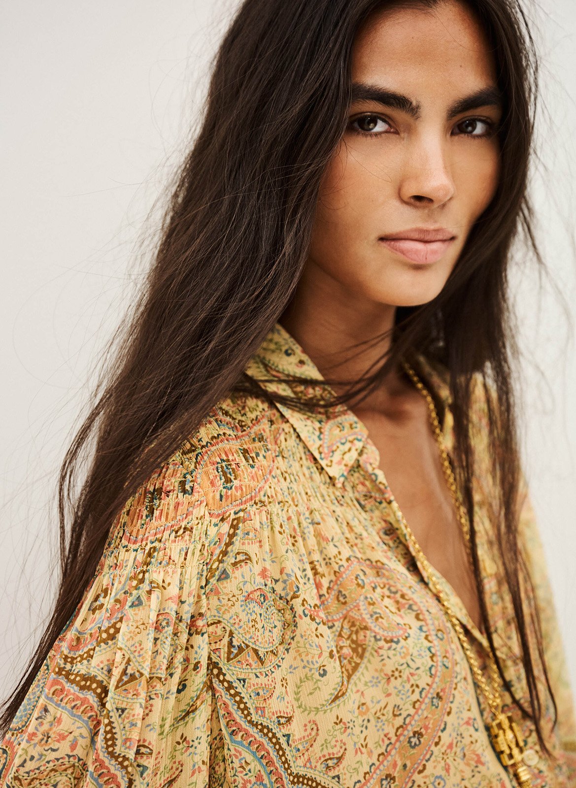 Chemise fluide boutonnée imprimée cleo BA&SH Jaune