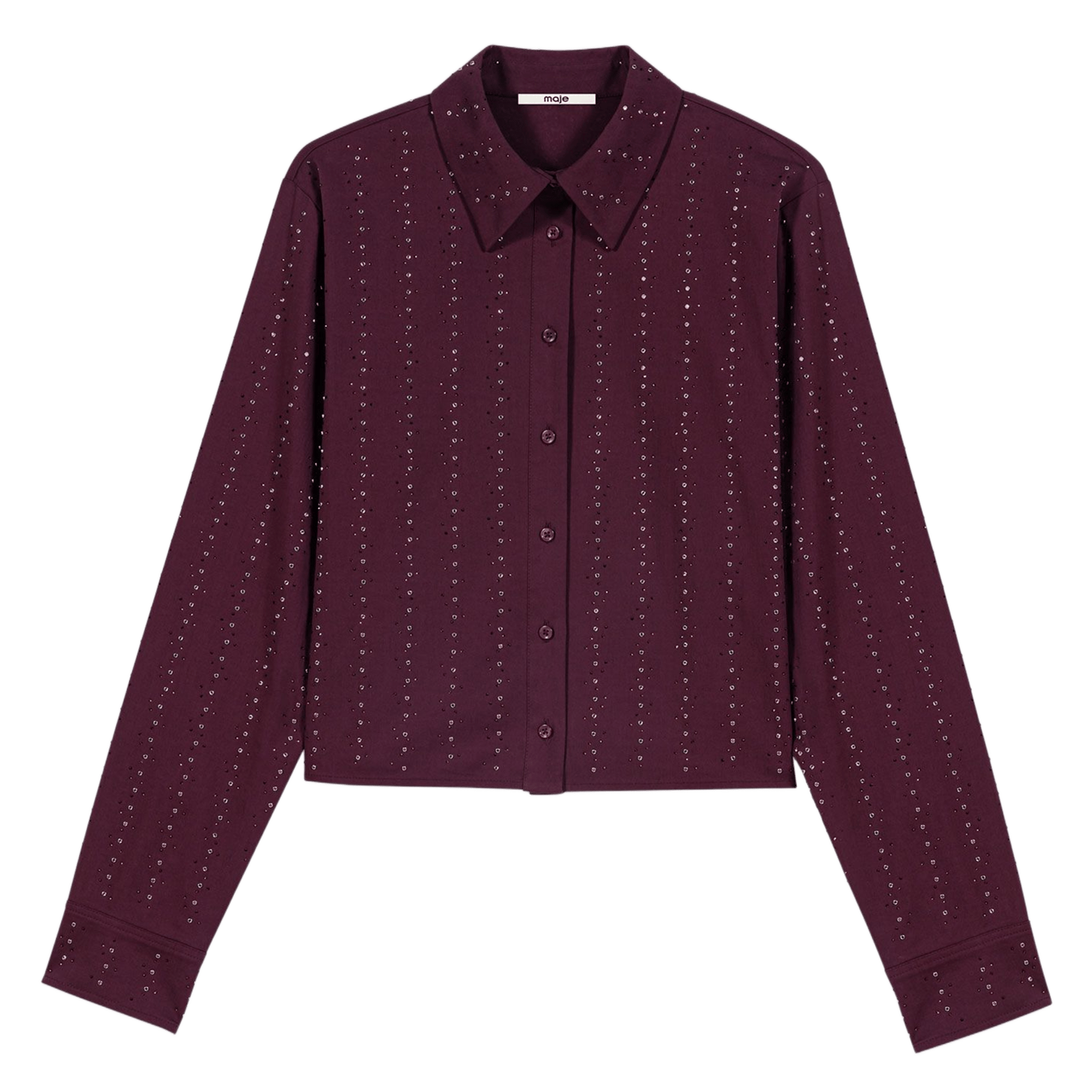 Chemise droite col classique en coton mélangé MAJE Rouge