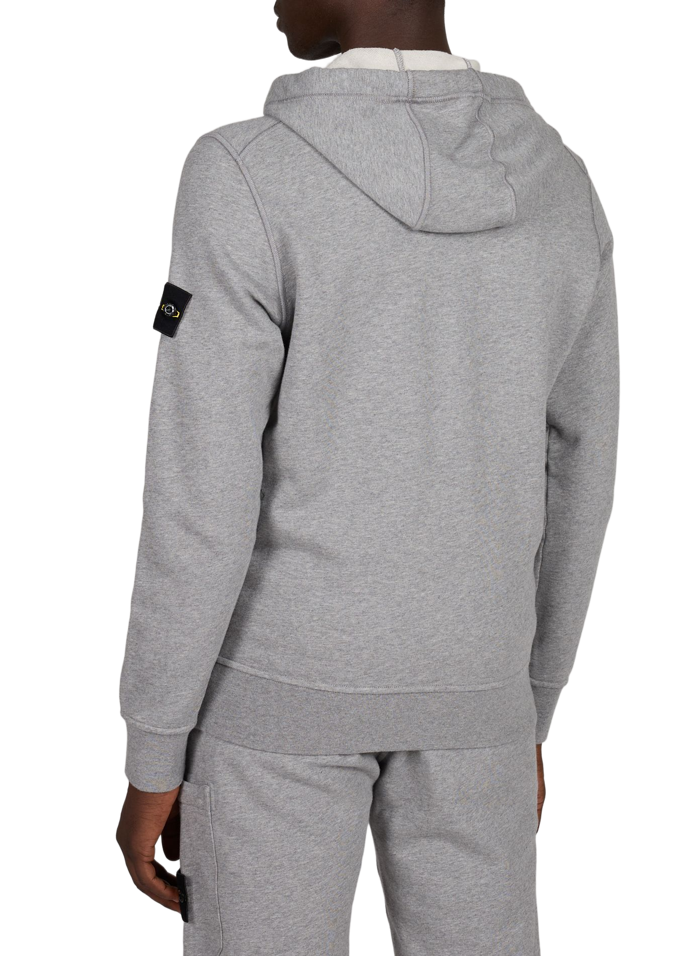 Gefütterter Baumwollkapuzenpullover mit Reißverschluss STONE ISLAND Grau