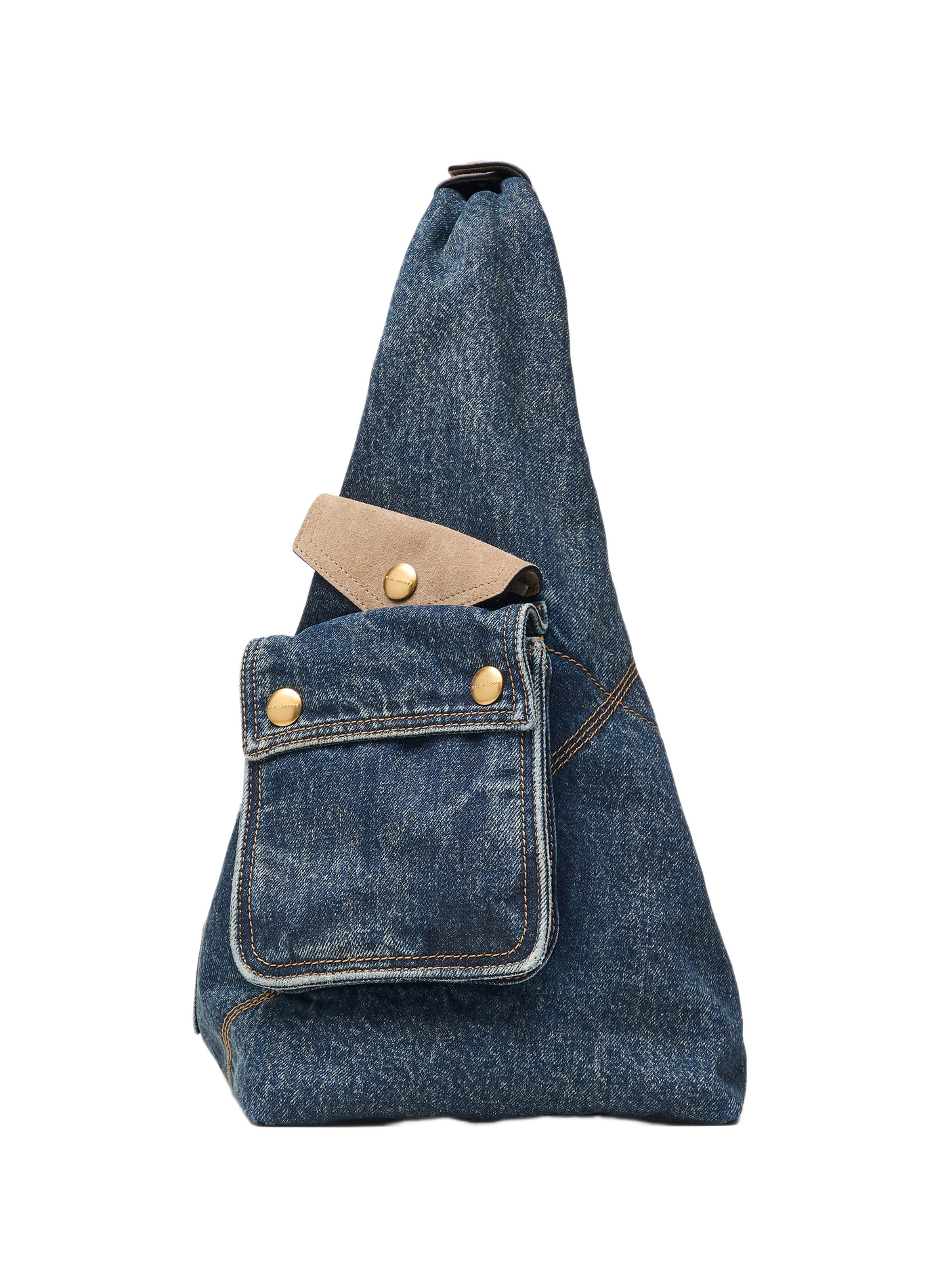 Tasche aus Baumwoll-Denim und Wildleder im Cargo-Stil MARC JACOBS Blau