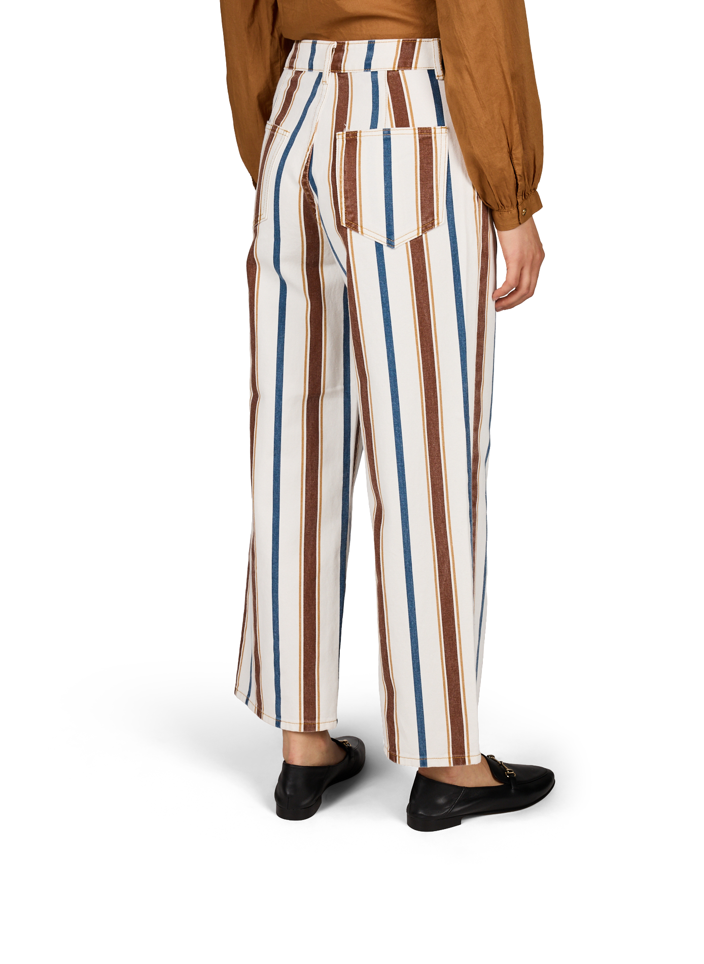 Gerade geschnittene Jeans aus gestreiftem Baumwolldenim VILA Beige