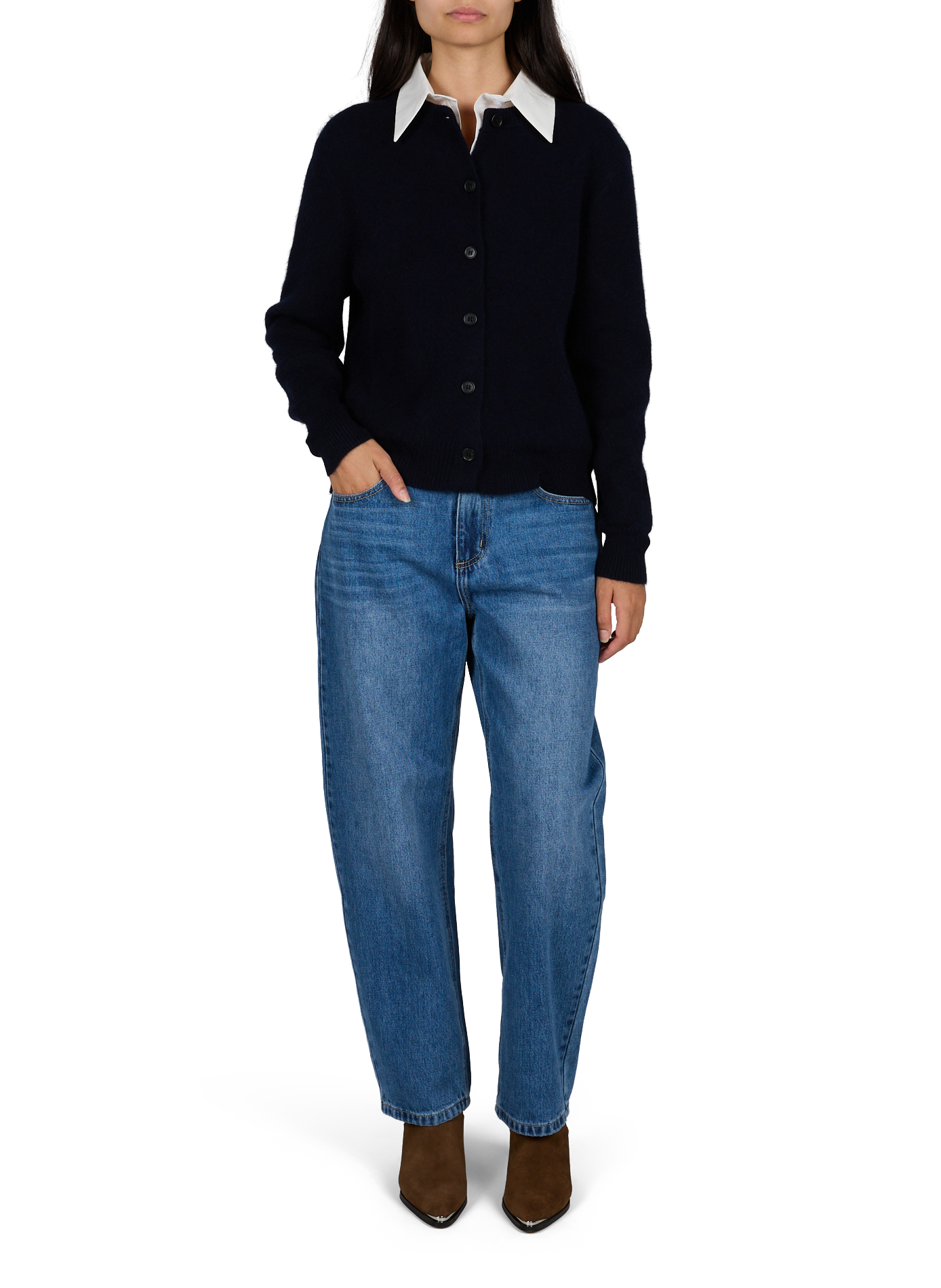 Straight cardigan with shirt collar ARTLOVE Blue