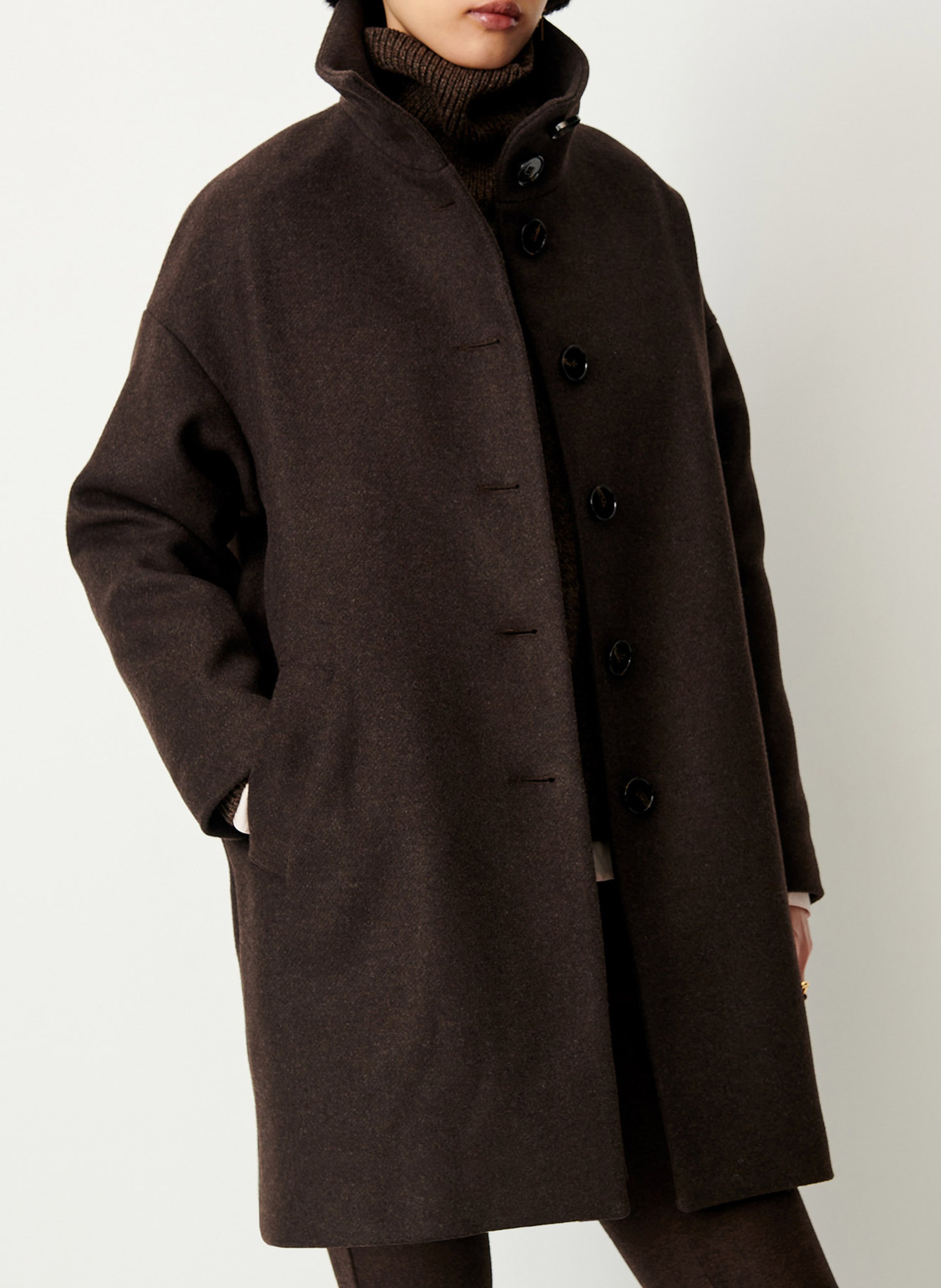 Manteau col montant en laine mélangée paradise SESSUN Marron