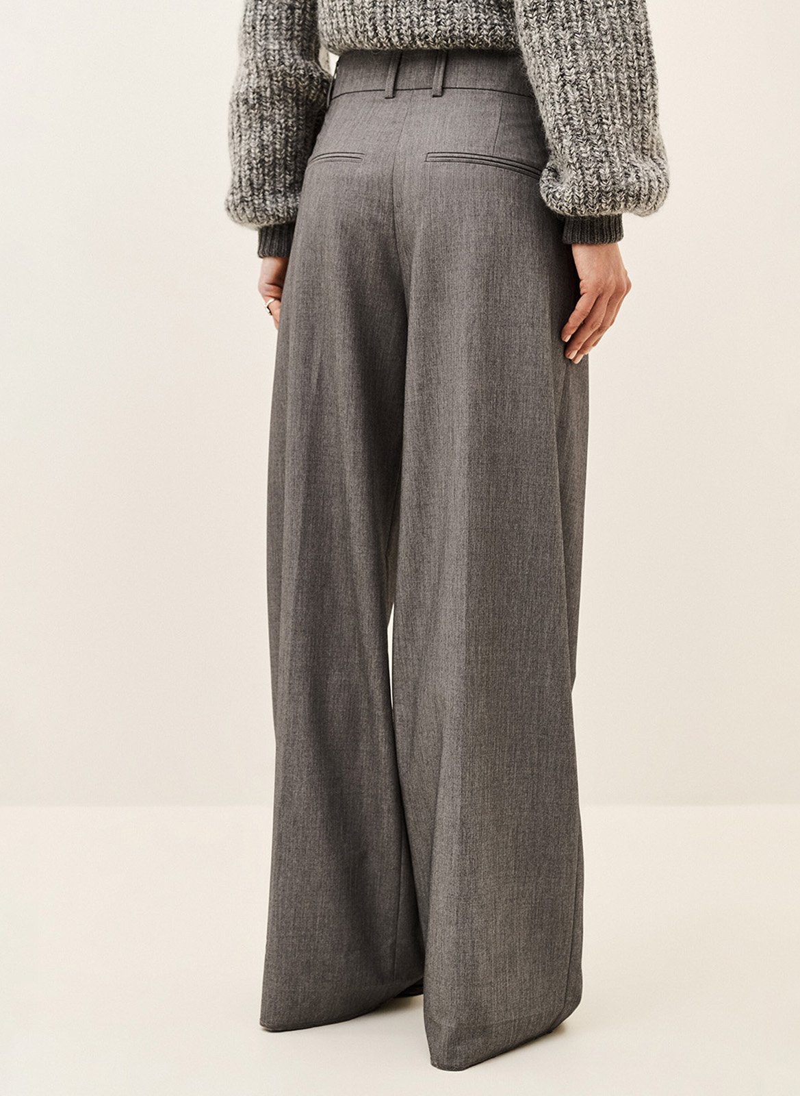 Broek met rechte plooien in effen crèmekleur BA&SH Grijs