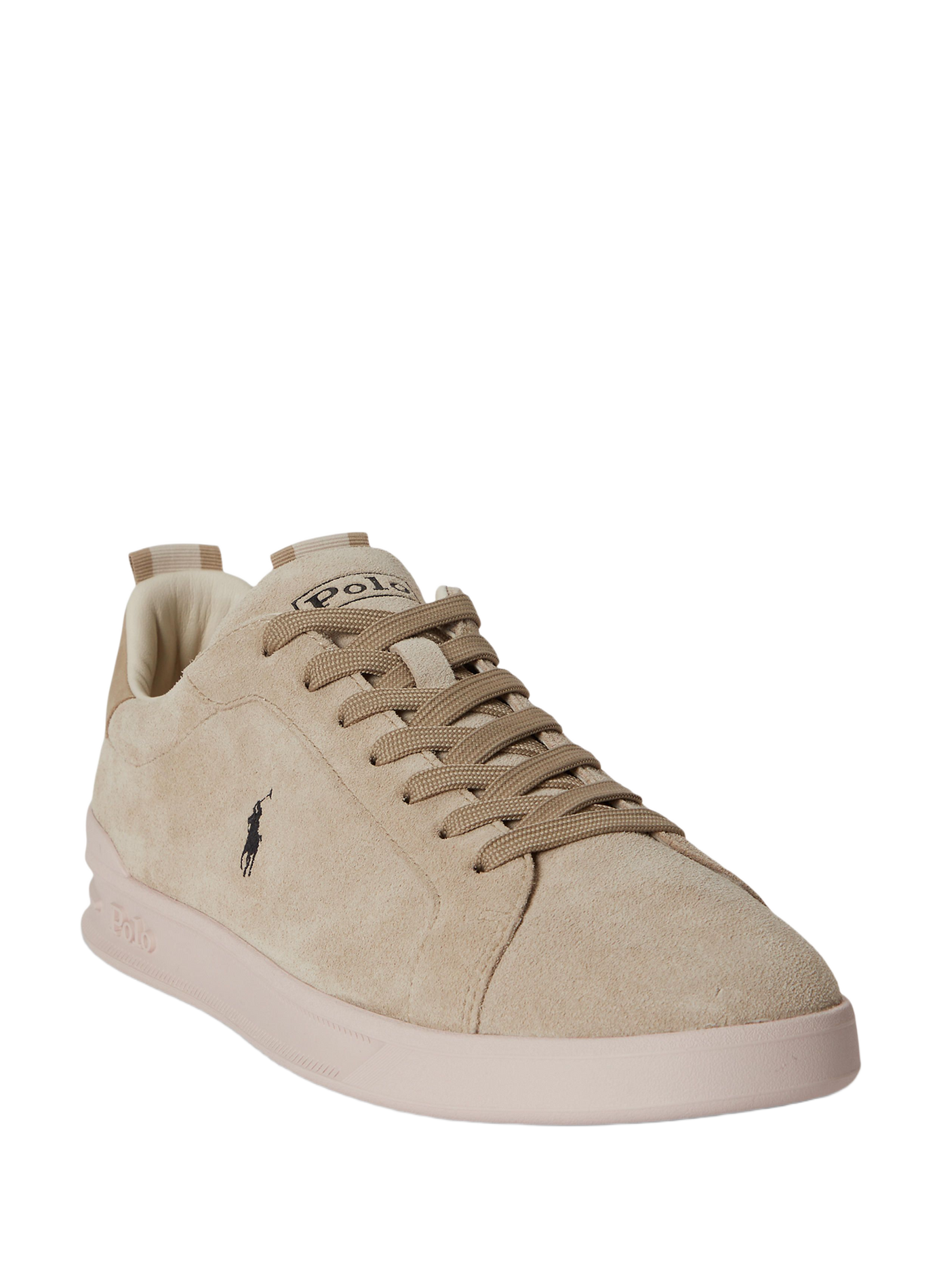 Baskets basses à lacets en cuir mélangé POLO RALPH LAUREN Beige