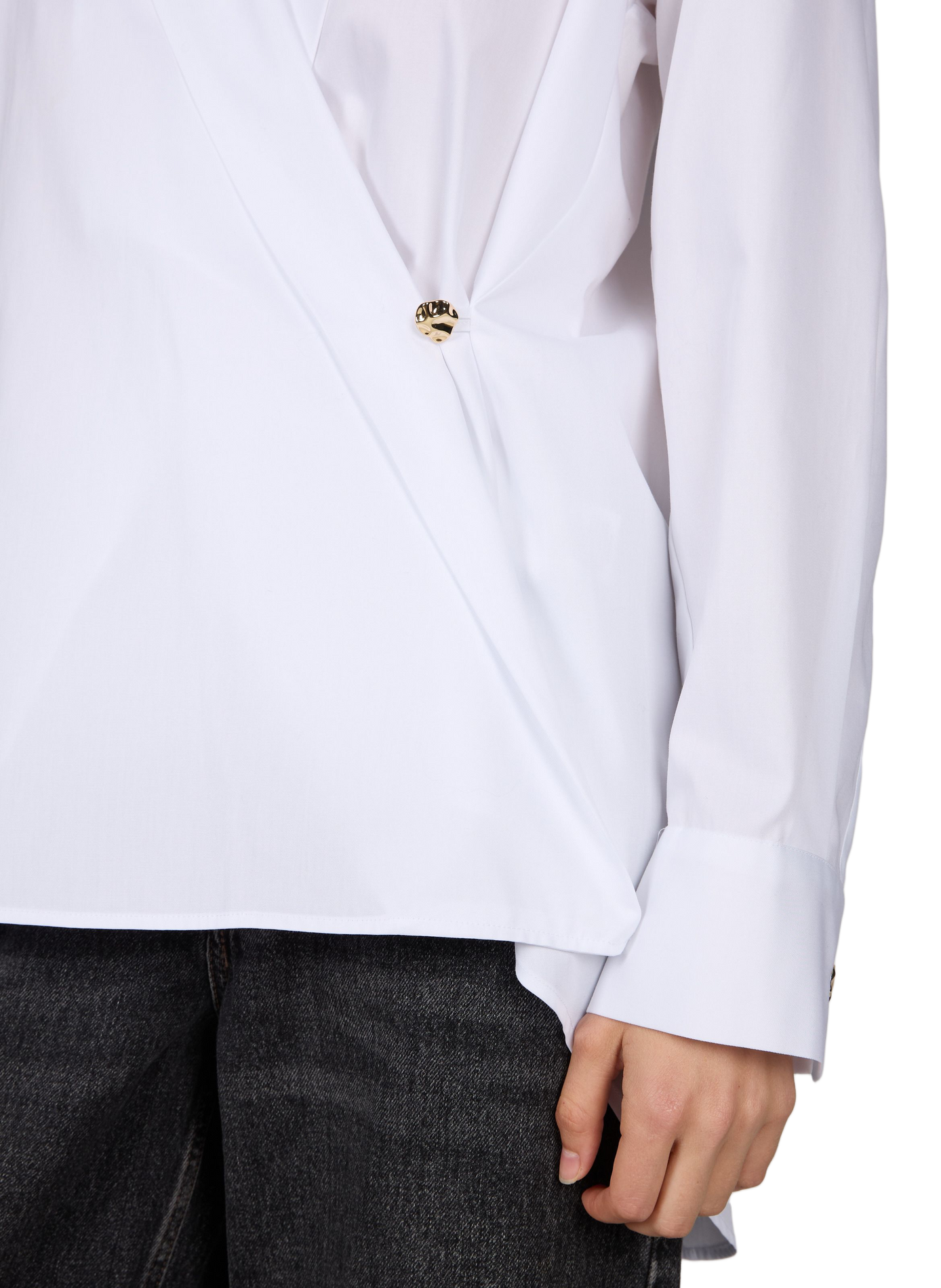Solid straight cotton shirt MARGAUX LONNBERG White