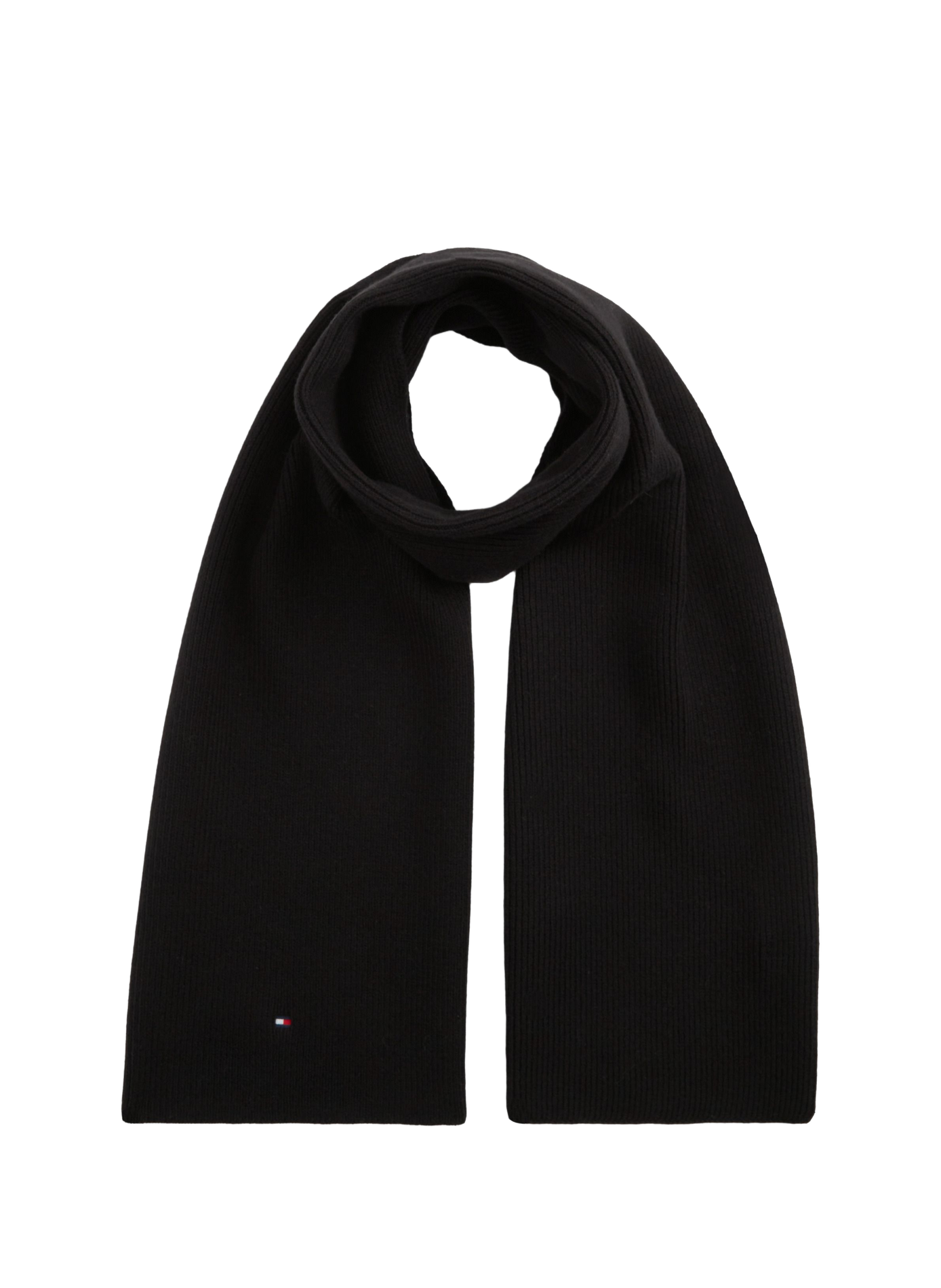 Echarpe côtelée en coton mélangé TOMMY HILFIGER Noir