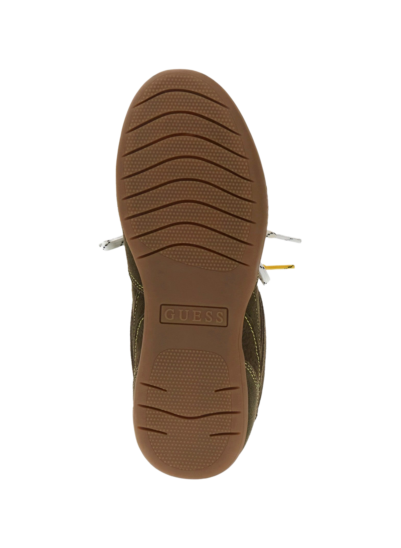 Zweifarbige Low-Top-Sneaker mit Schnürung aus Materialmix mit Leder GUESS Khaki