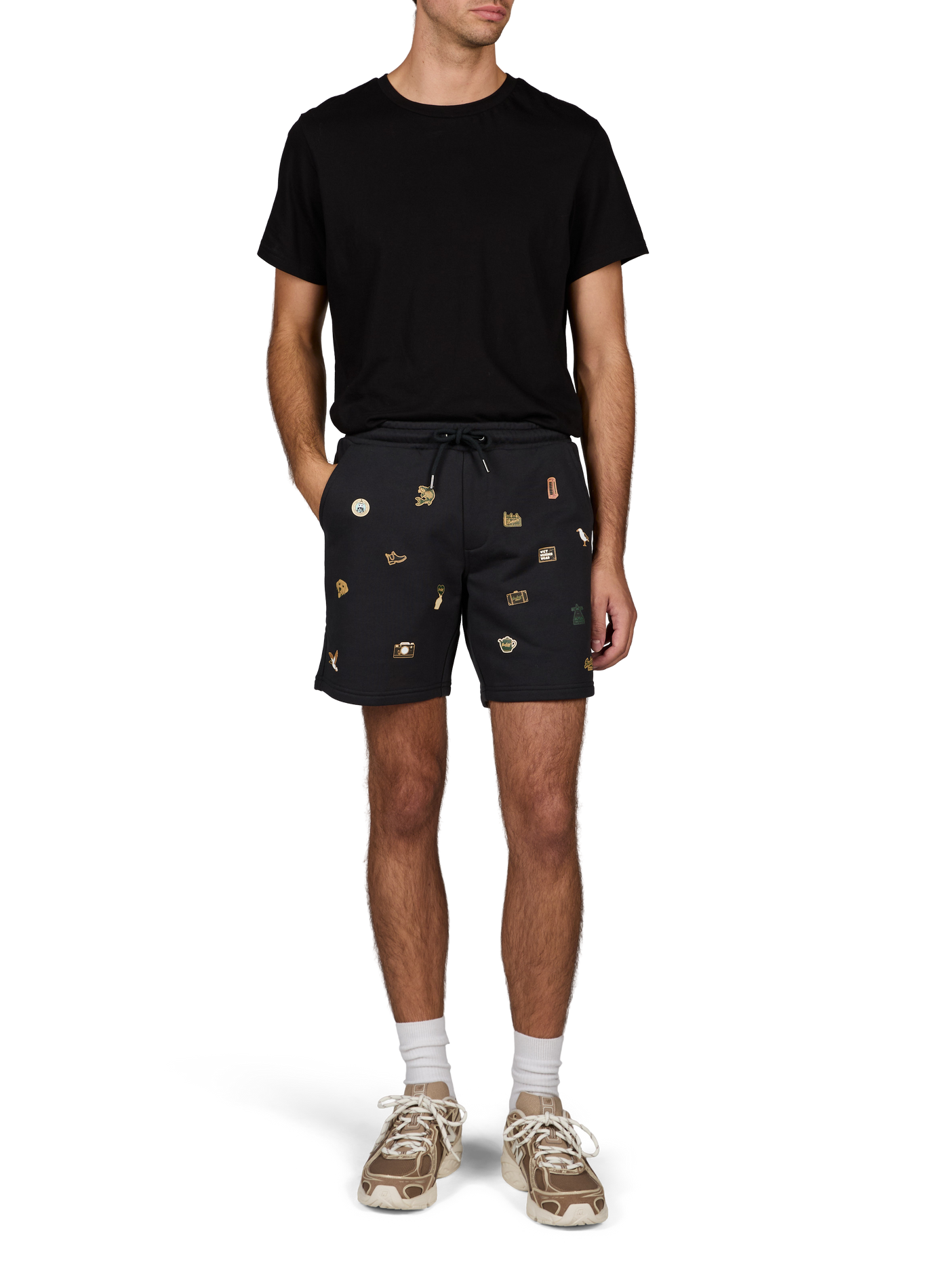 Printed cotton straight shorts BARBOUR Black