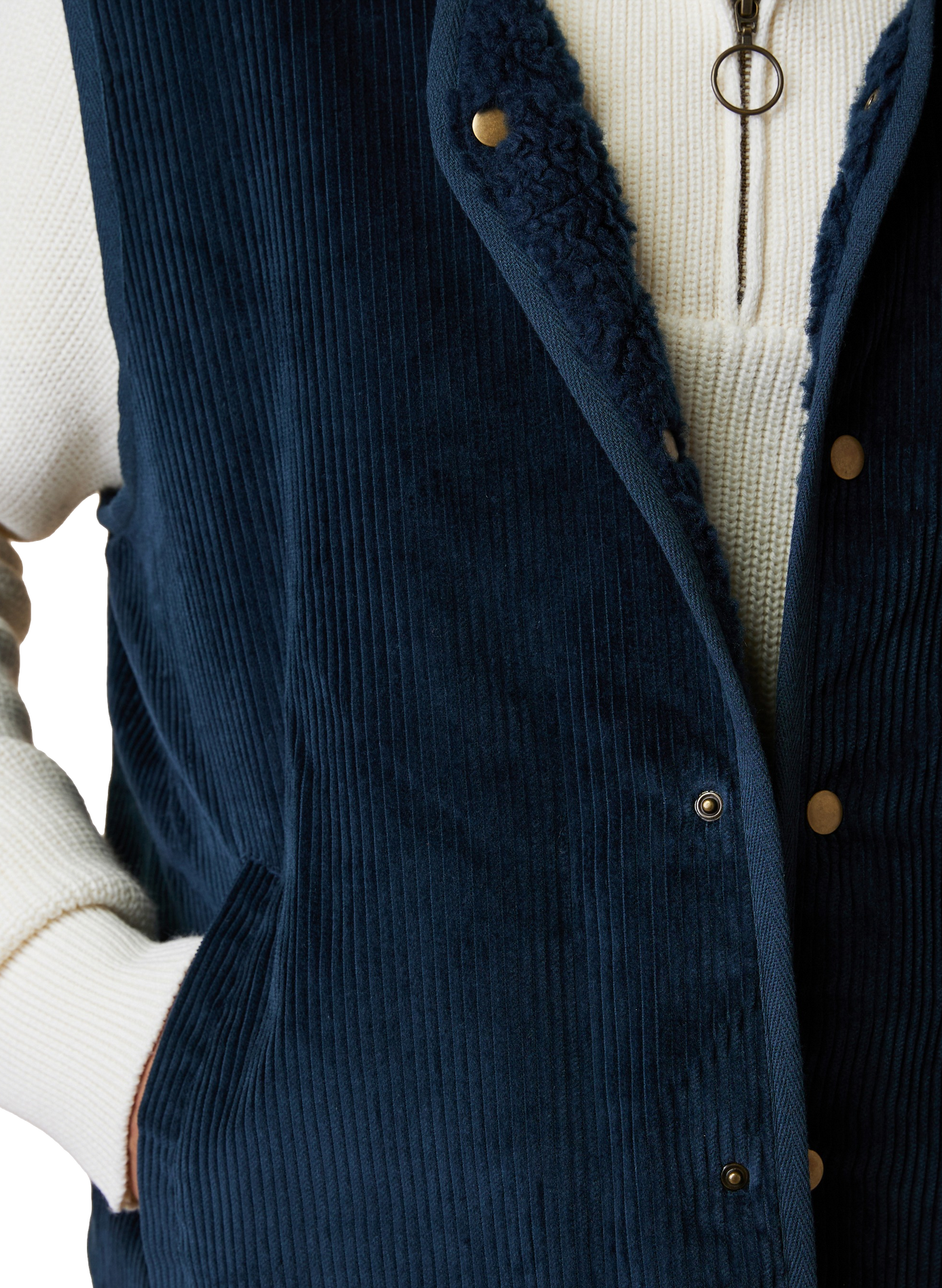 Reversible sleeveless jacket in cotton blend FAGUO Blue