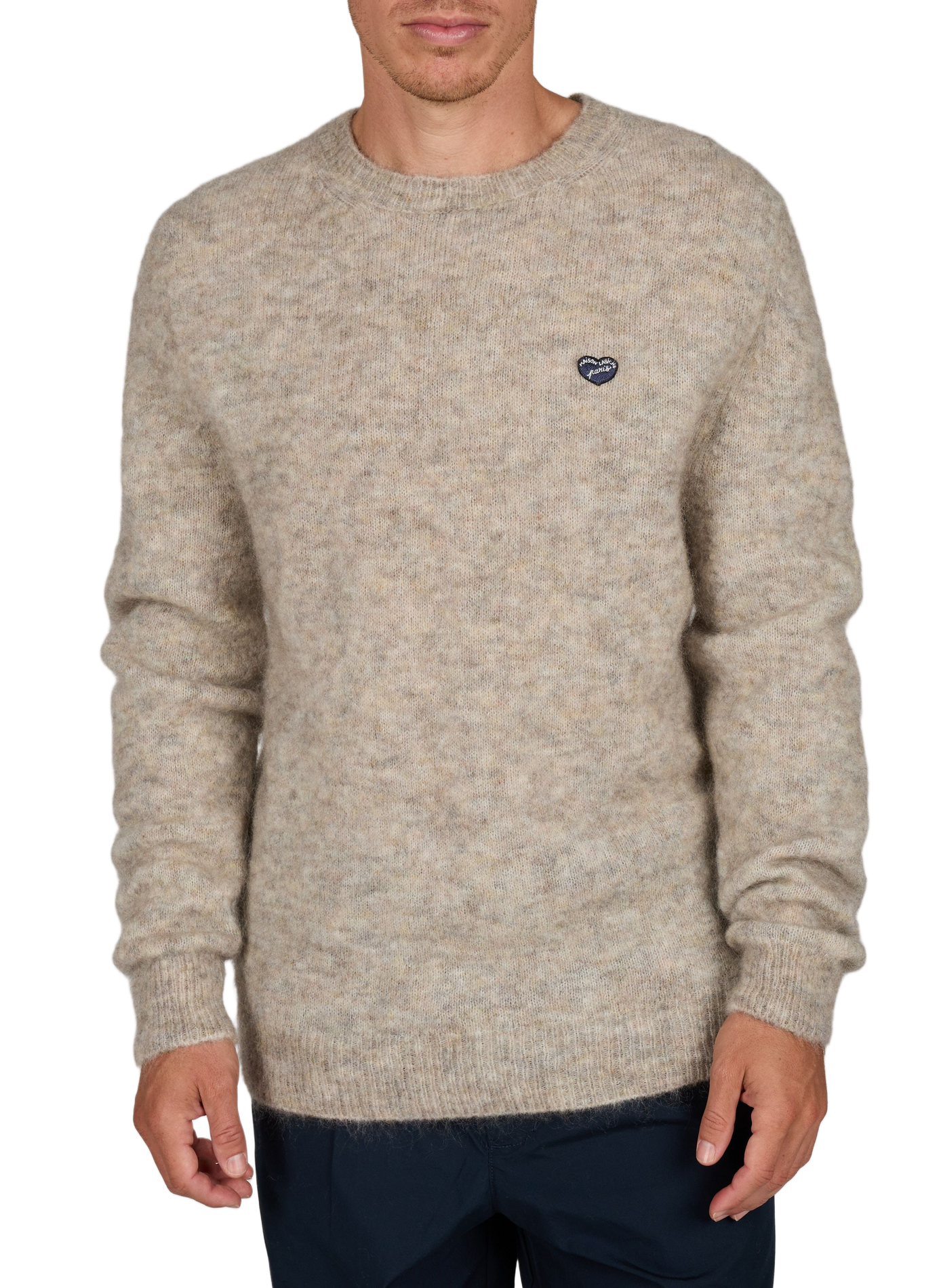 Rechte wollen trui met ronde hals MAISON LABICHE Beige