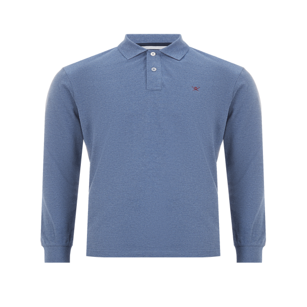 Hackett Long-sleeved Cotton Polo Shirt In Blue