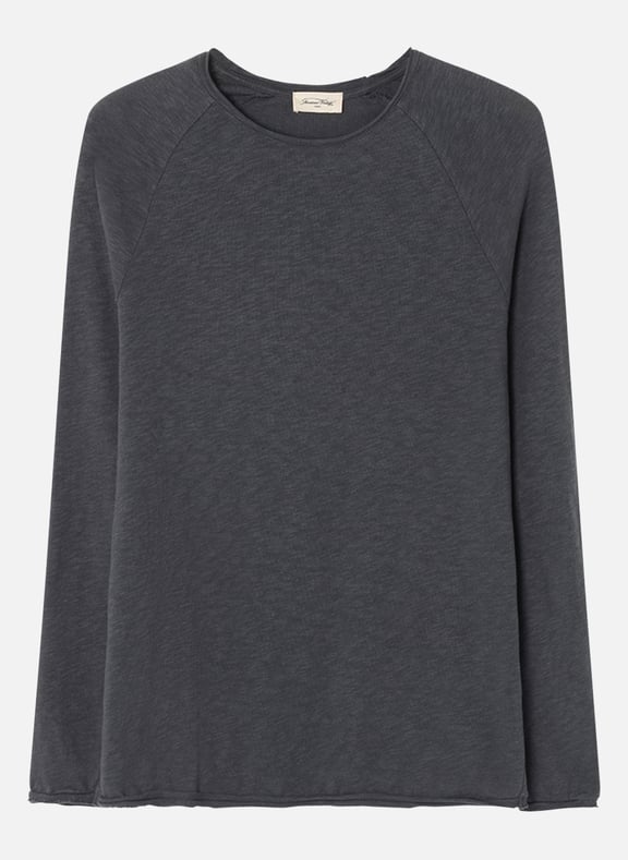 Tee-shirt col rond en coton flammé sonoma Gris by AMERICAN VINTAGE AMERICAN VINTAGE Tee-shirt col rond en coton flammé sonoma Gris