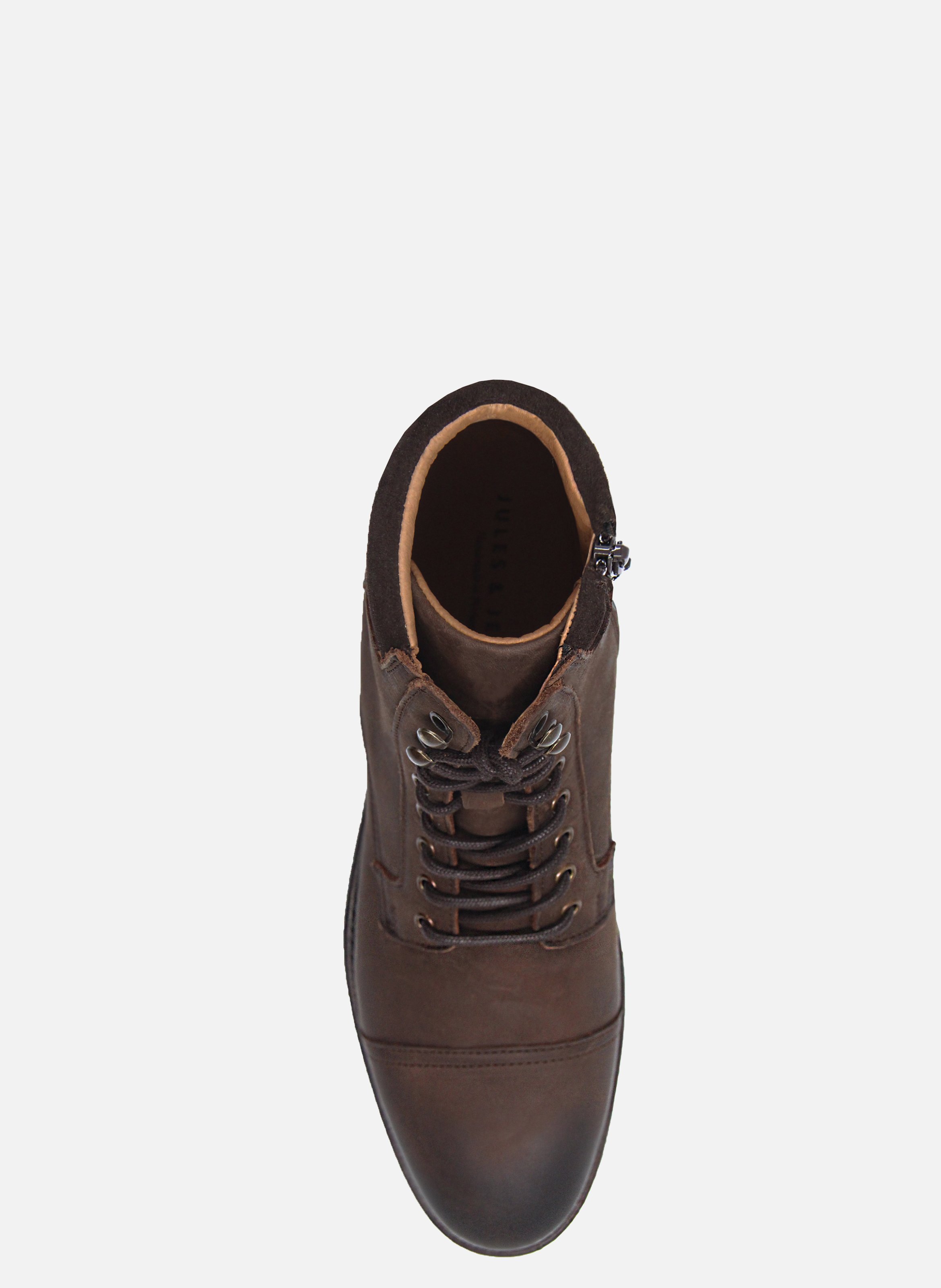 Rangers boots à col cuir nubuck cognac Marron