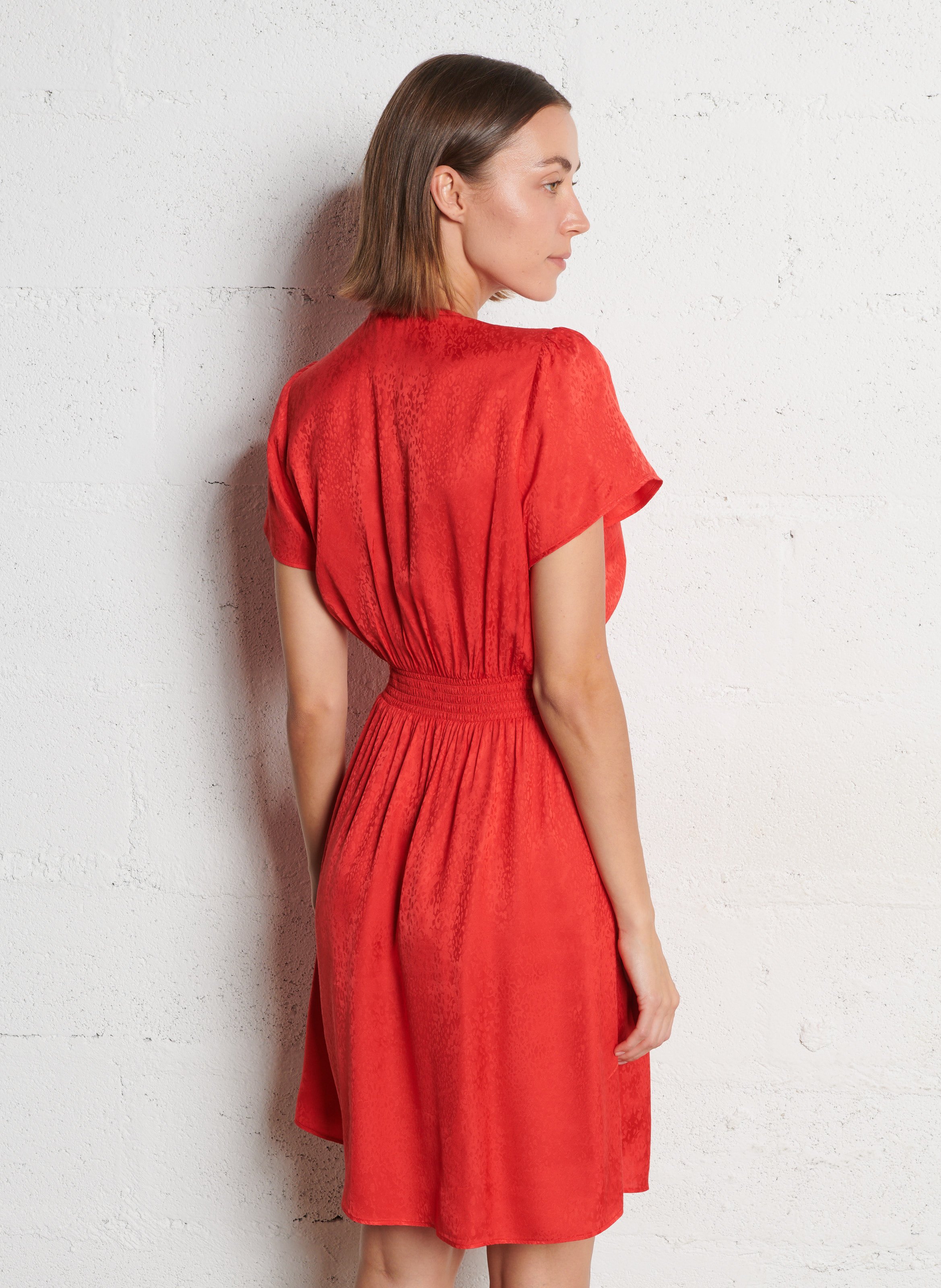 Robe courte col v IKKS Rouge