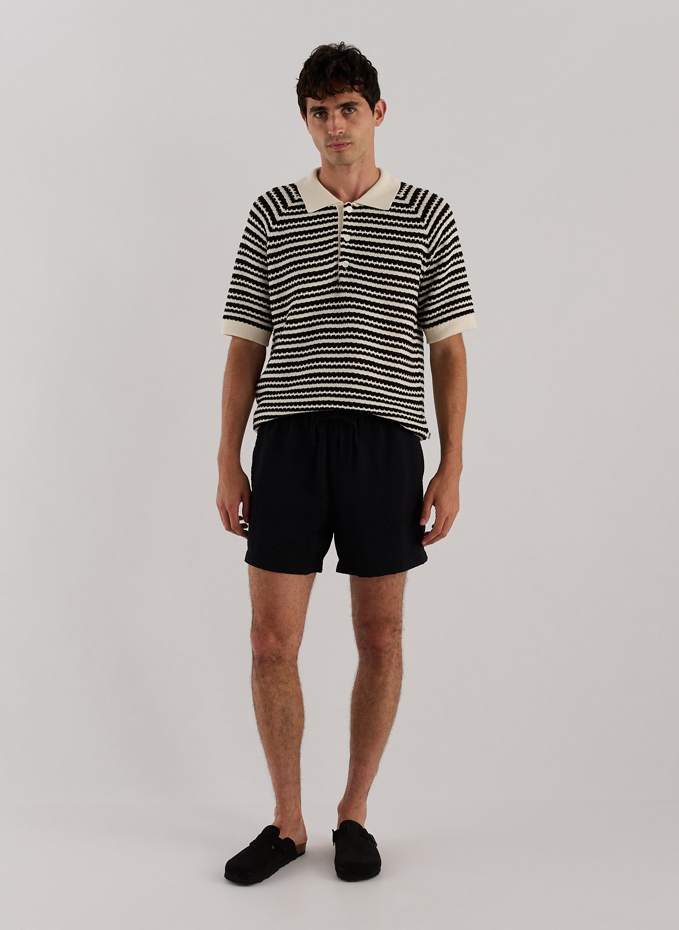 Striped polo shirt NN.07 Black