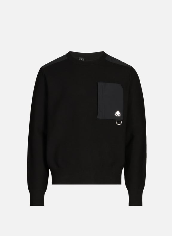 Textured Bi-material Sweatshirt Black by MOOSE KNUCKLES MOOSE KNUCKLES Textured Bi-material Sweatshirt Black