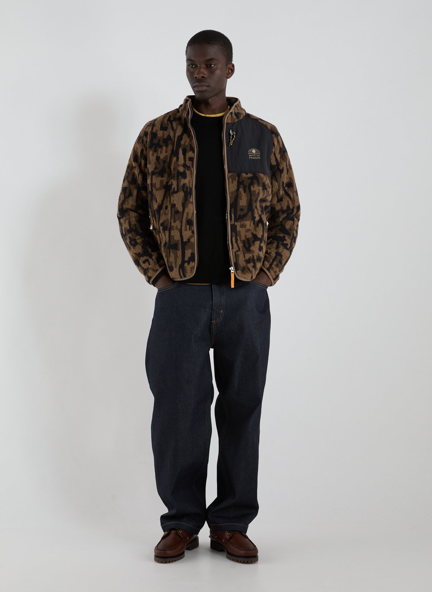 Printed fleece jacket FAGUO Brown