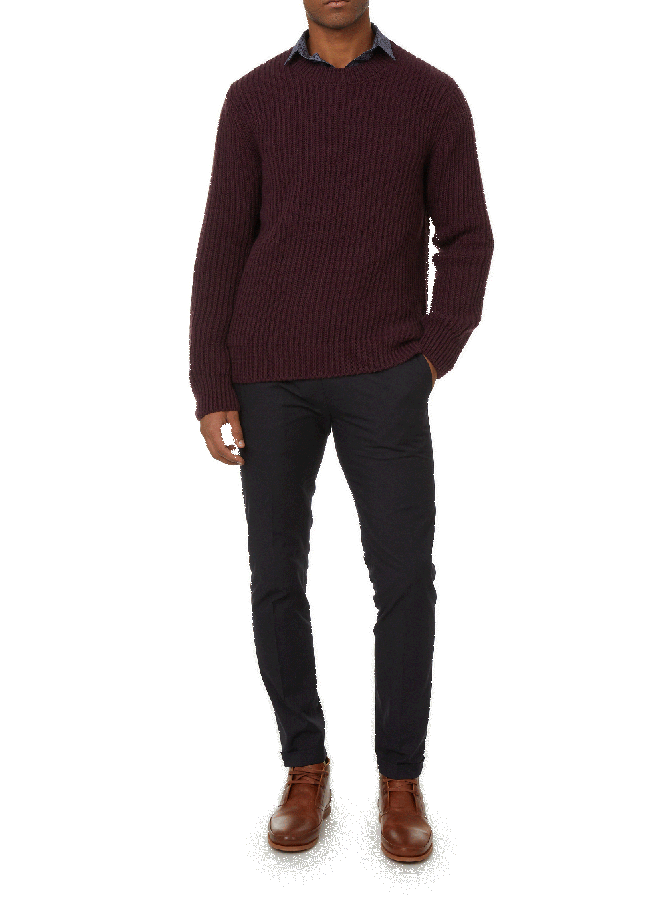 Pull en maille en laine mélangé AU PRINTEMPS PARIS Rouge