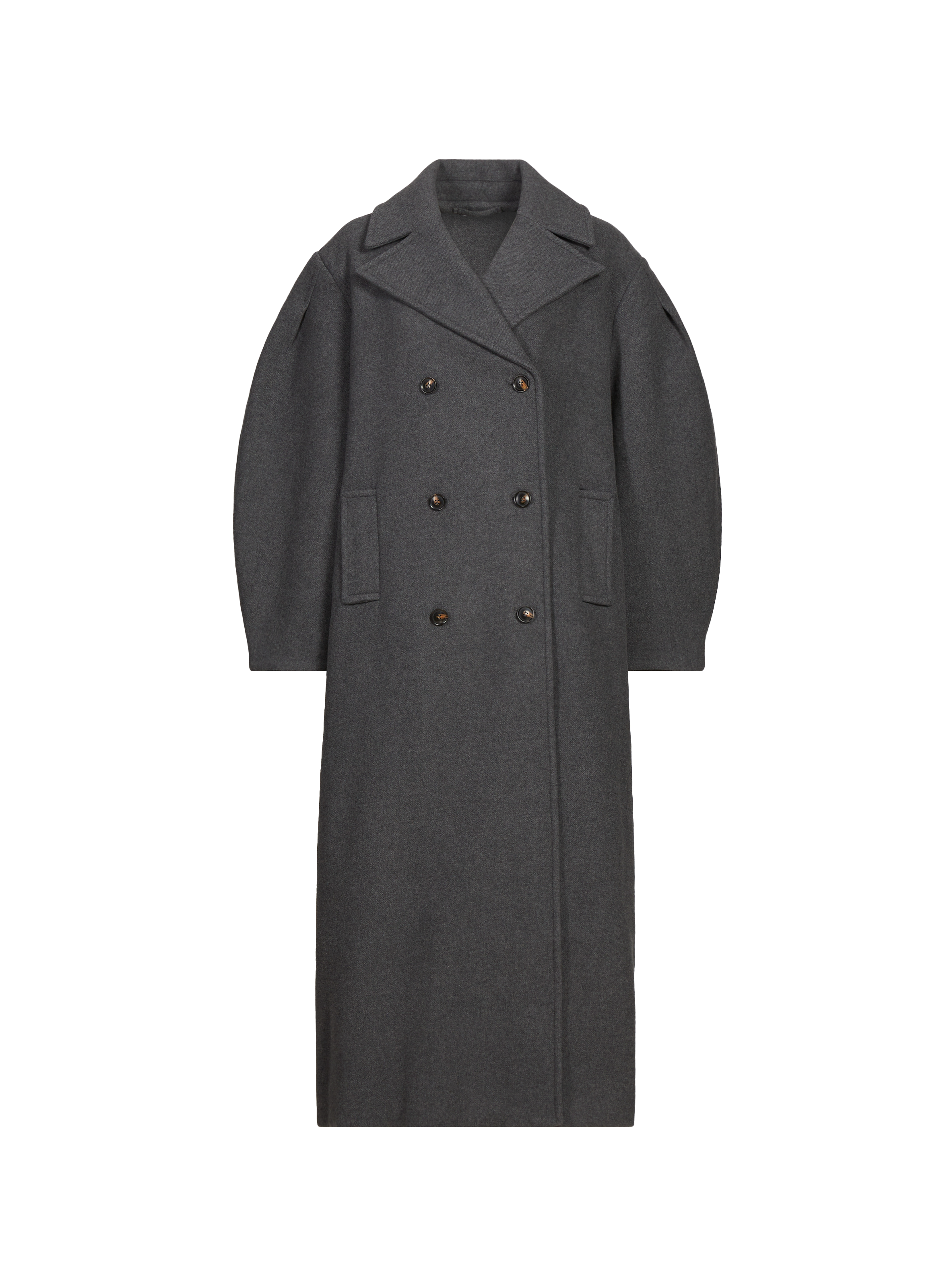 GANNI Caban long oversize en laine Gris