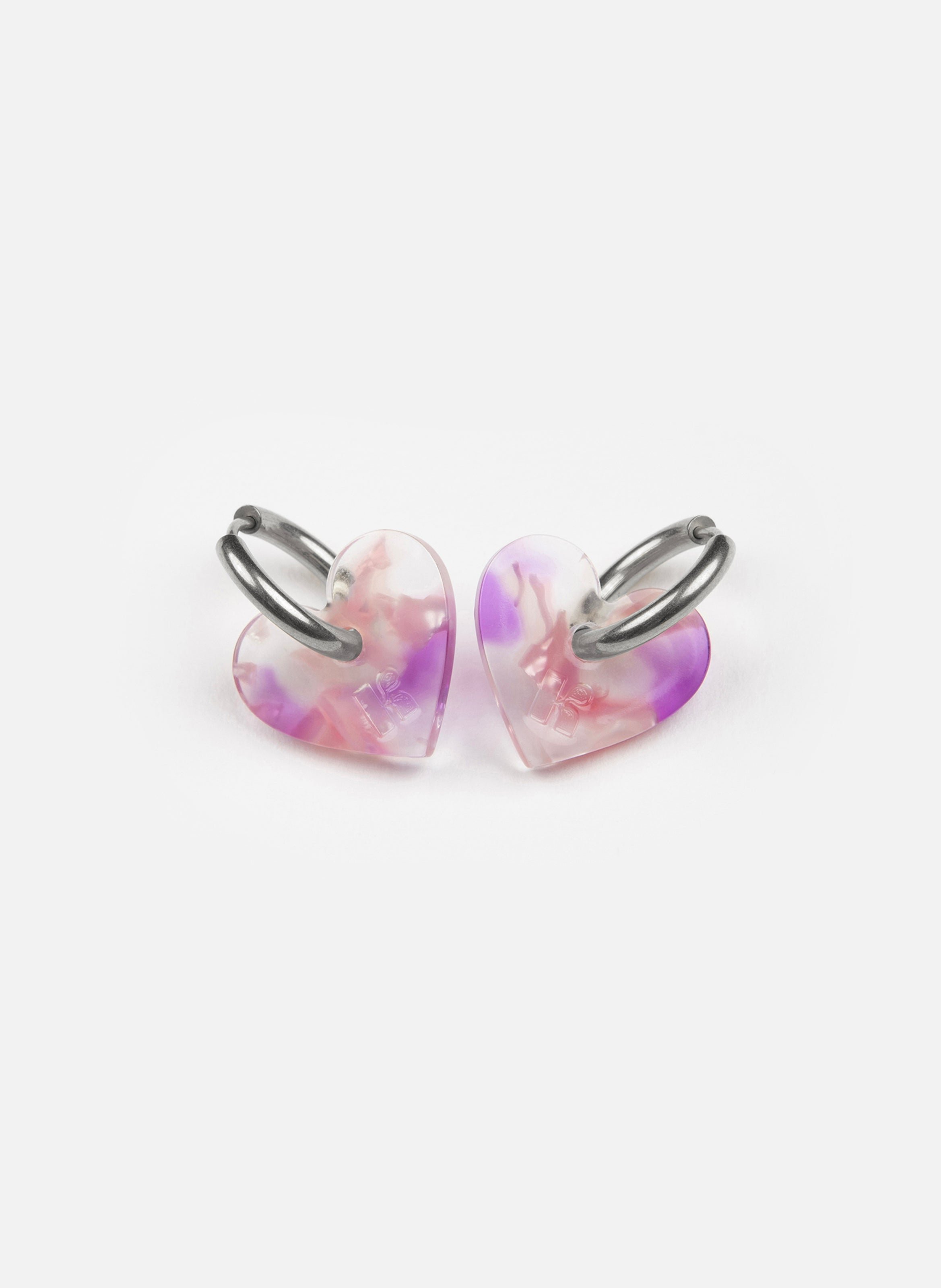 Boucles d'oreilles lova lova avec anneaux en acier inoxydable argenté  Pink