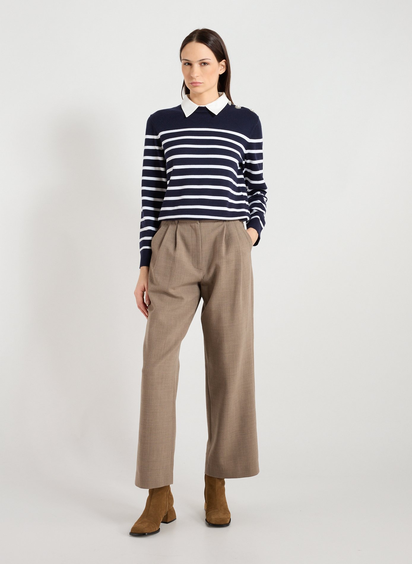 Pull droit à rayures SUNCOO Bleu