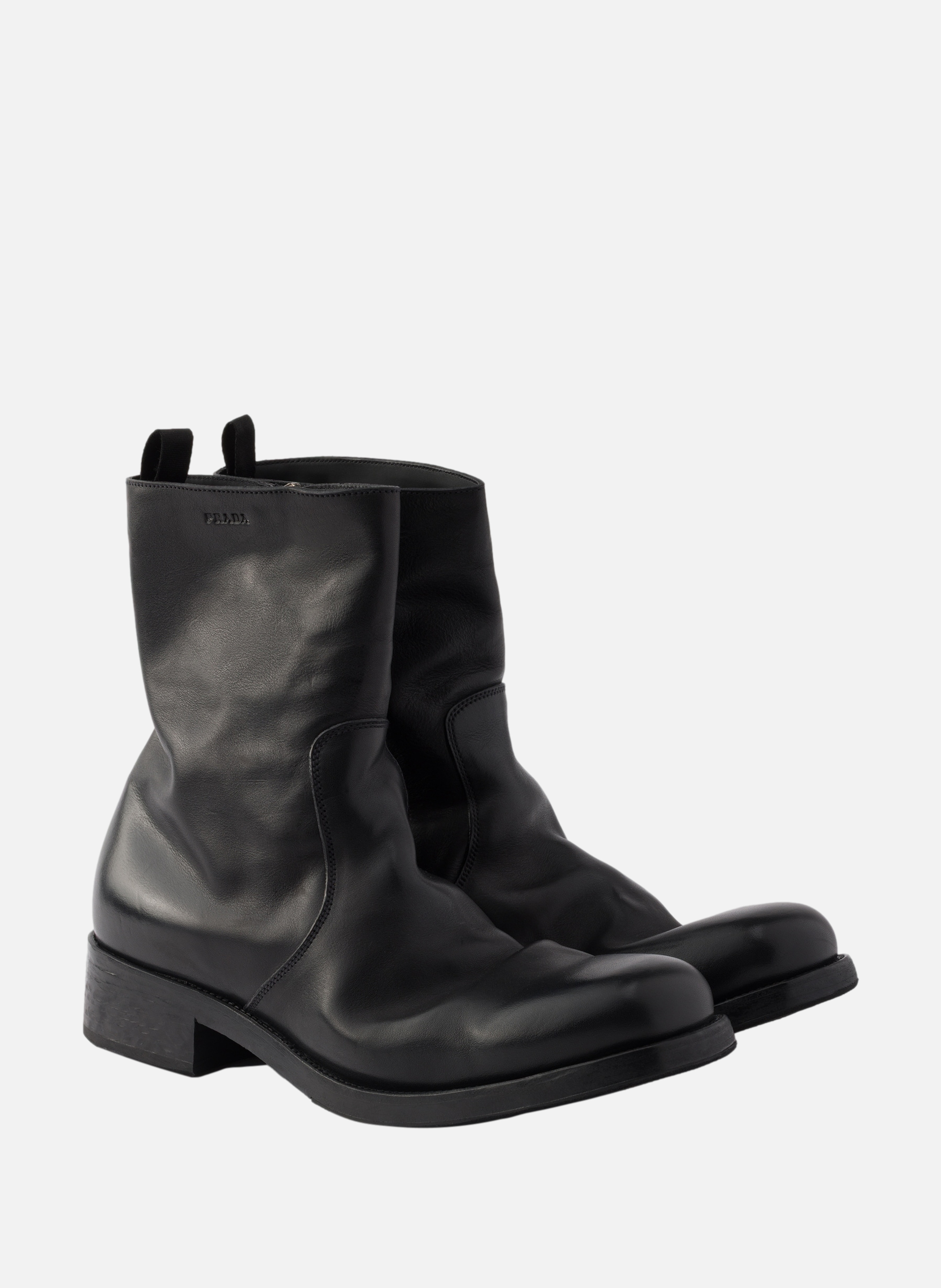 Bottes en cuir avec fermeture à glissière PRADA Noir