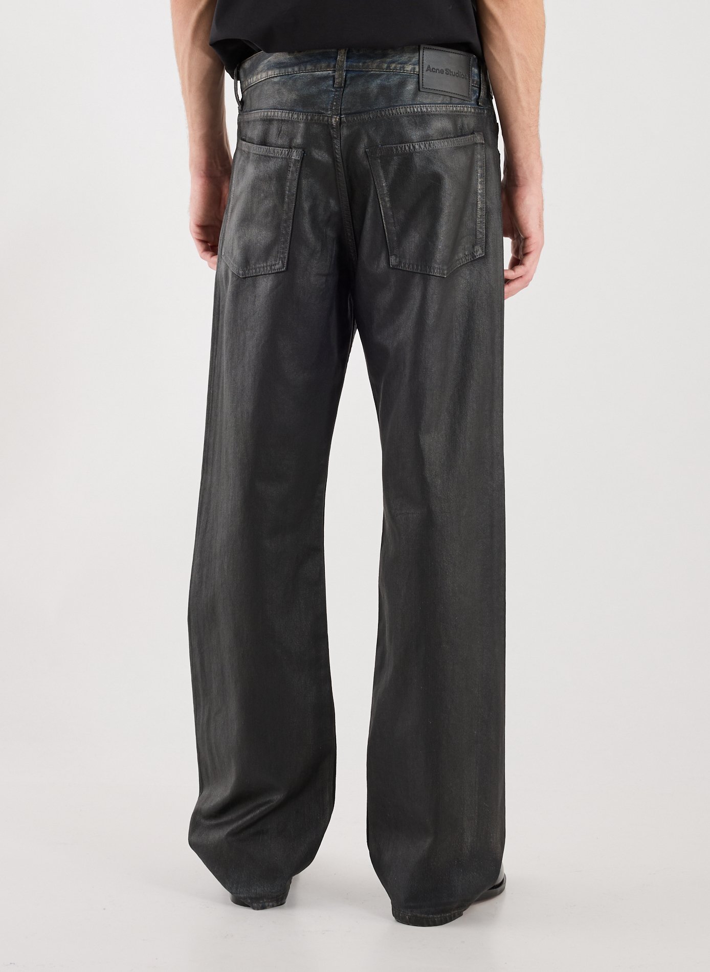 Straight pants in blended cotton and leather ACNE STUDIOS Black