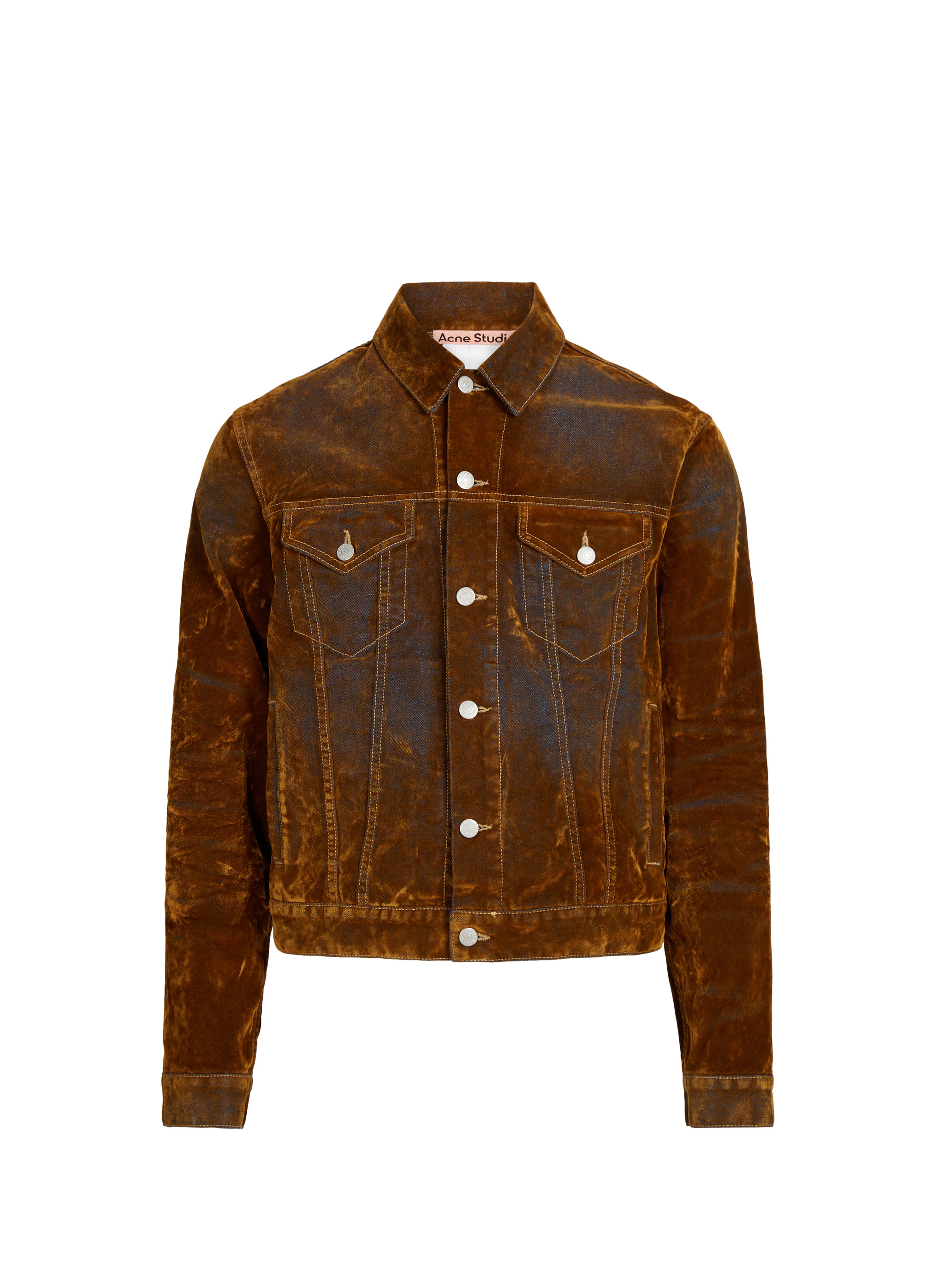 ACNE STUDIOS Classic collar velvet jacket in blended recycled cotton. Brown