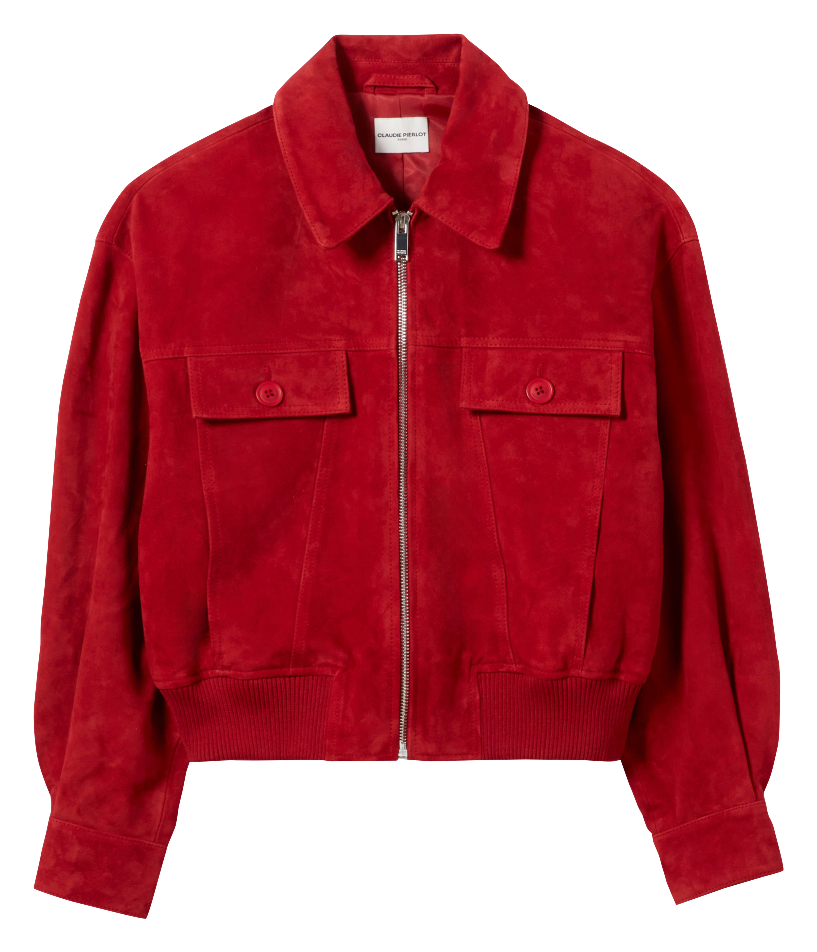 Veste col classique en cuir CLAUDIE PIERLOT Rouge