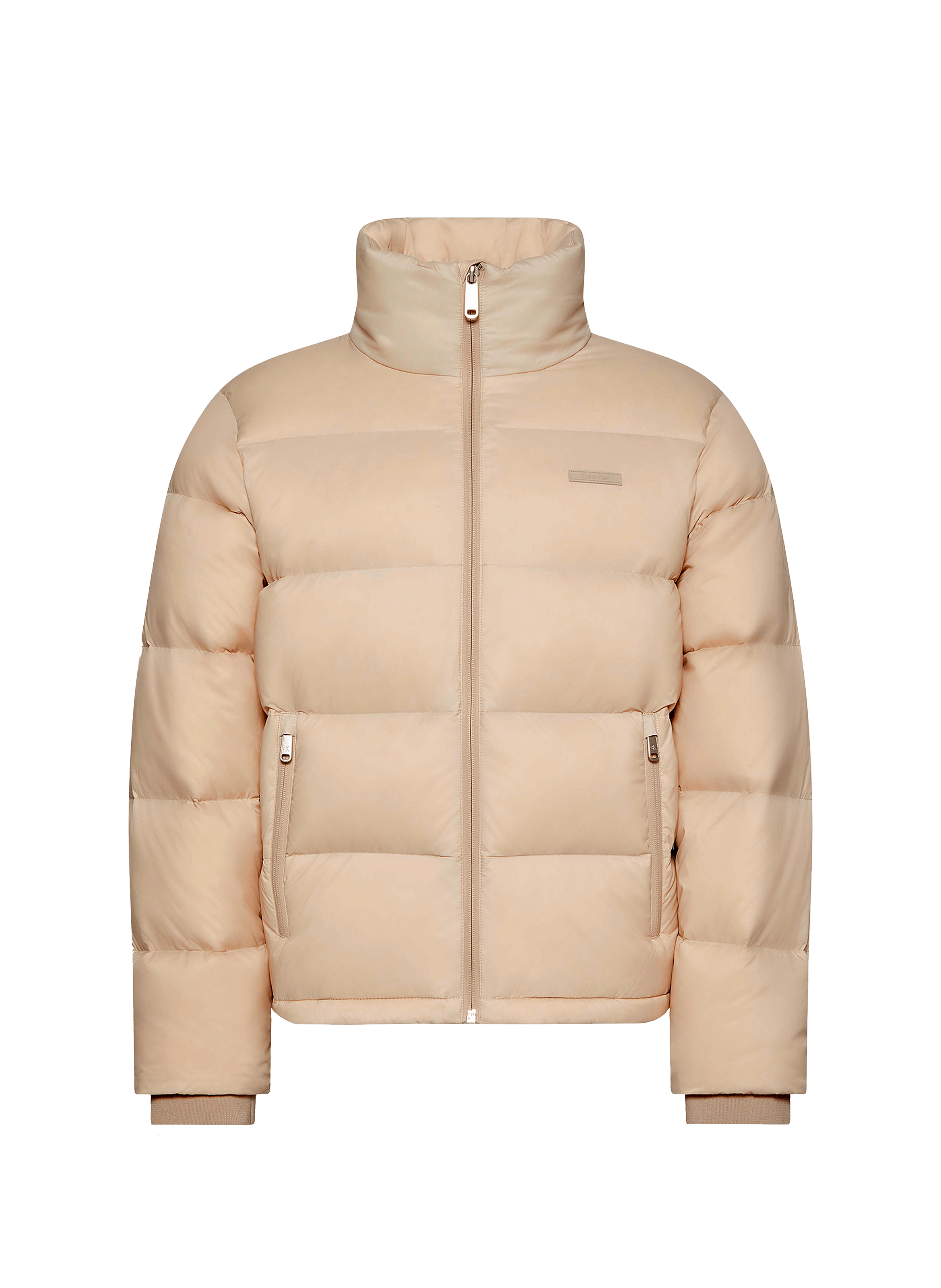 Quilted straight jacket with high collar CALVIN KLEIN Beige