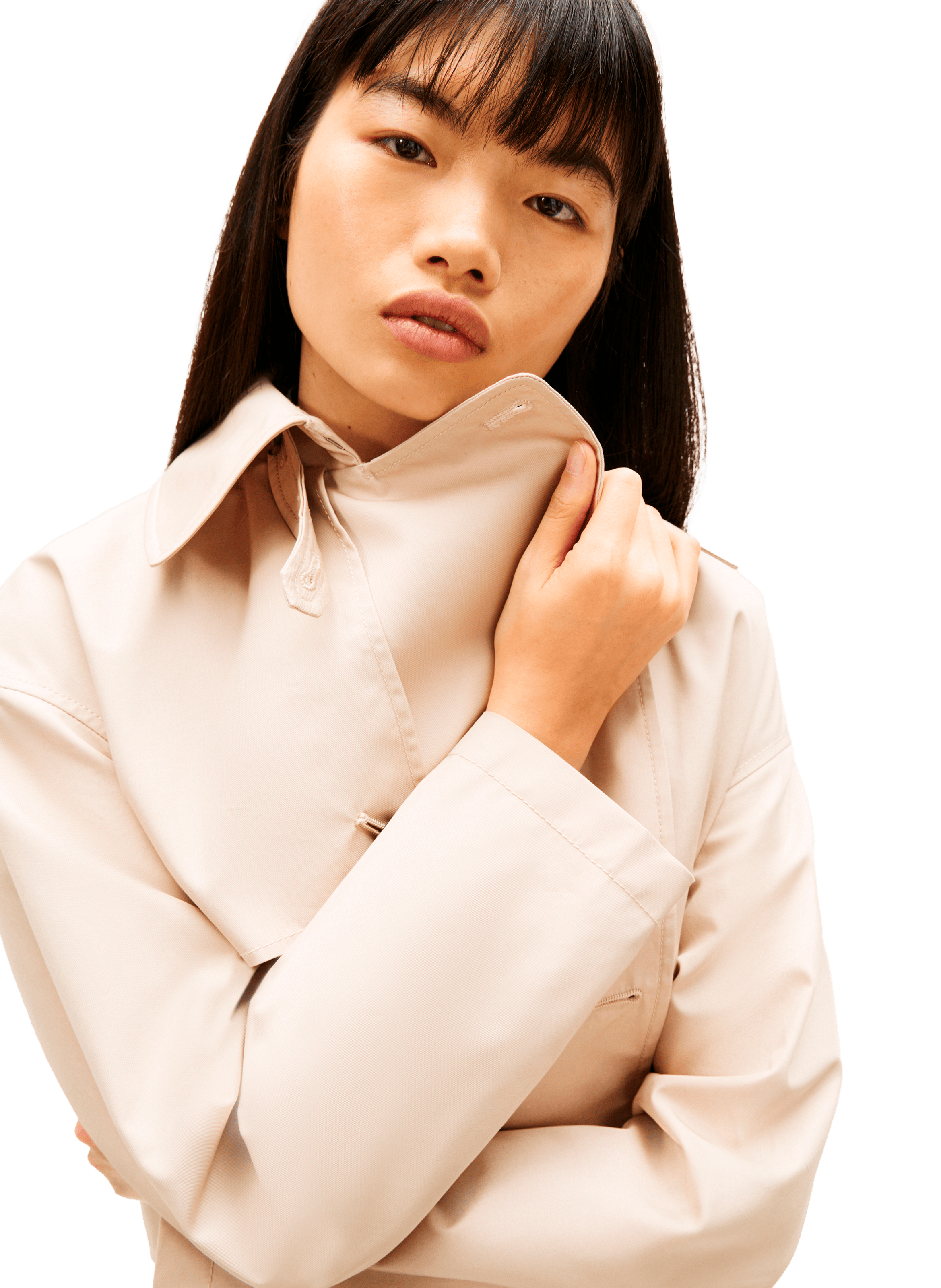 Gabardina corta casual repelente al agua de mezcla de algodón. TOMMY HILFIGER Beige