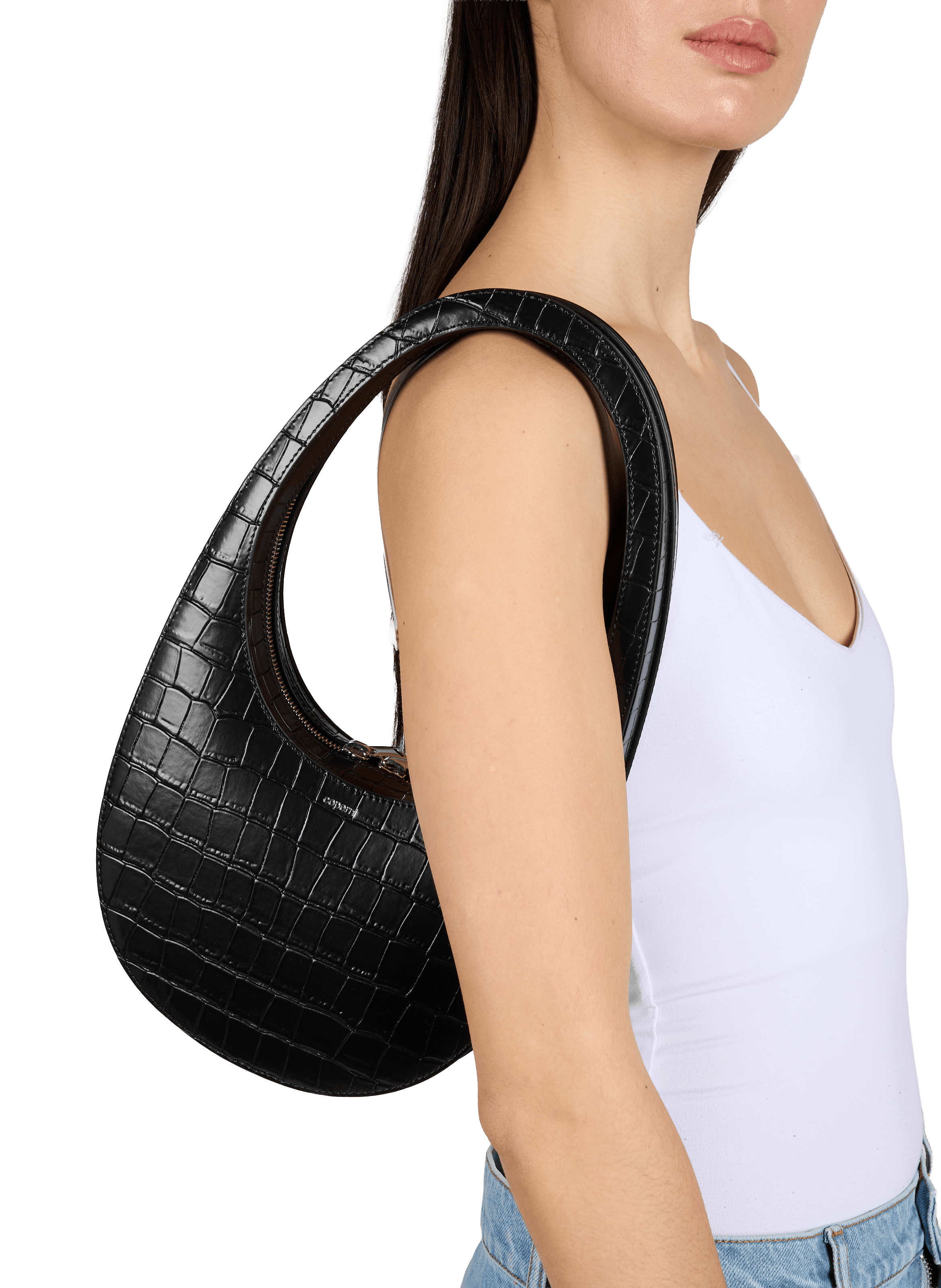 Crocodile leather shoulder bag COPERNI Black